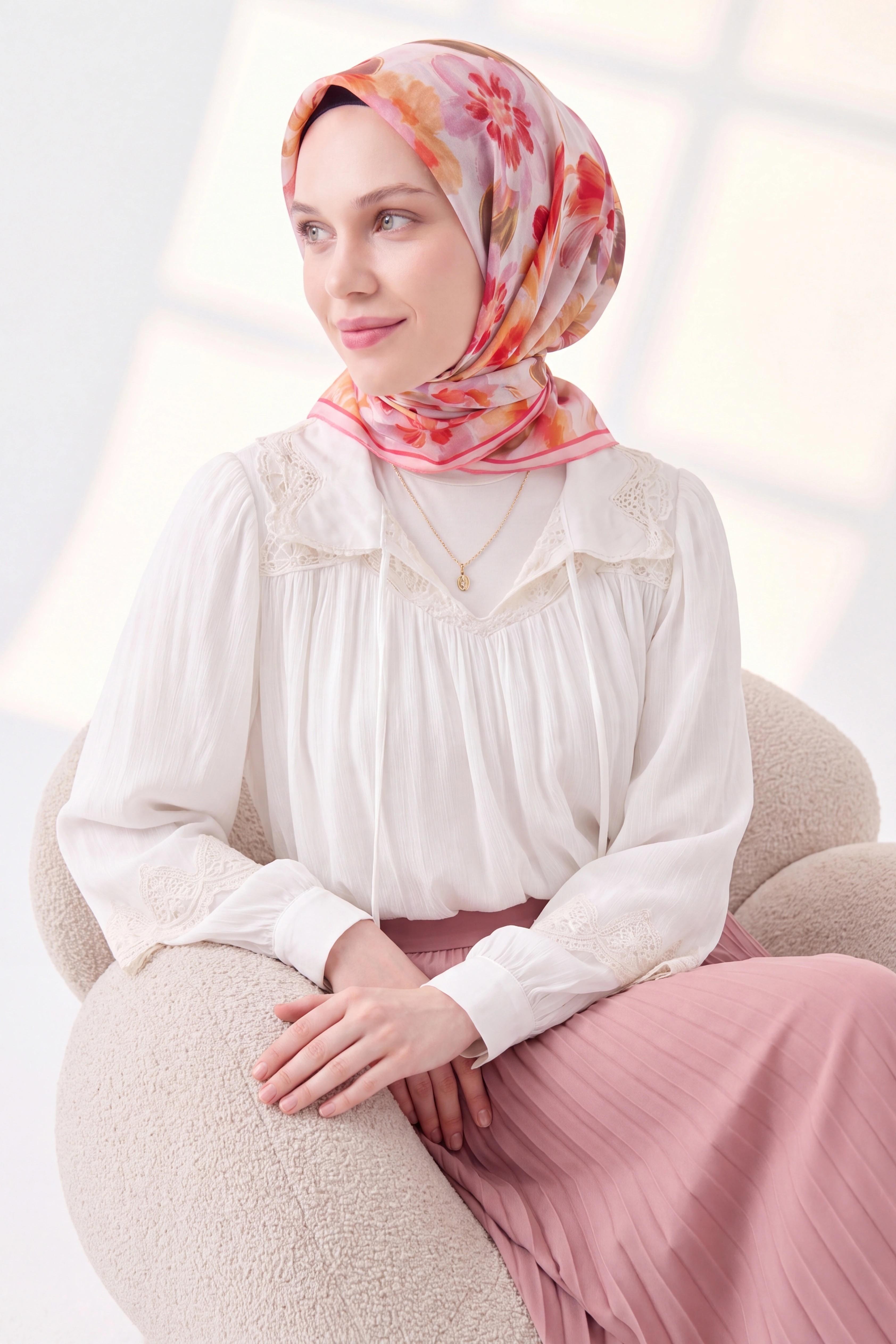 Soft Eşarp Fleur Pembe