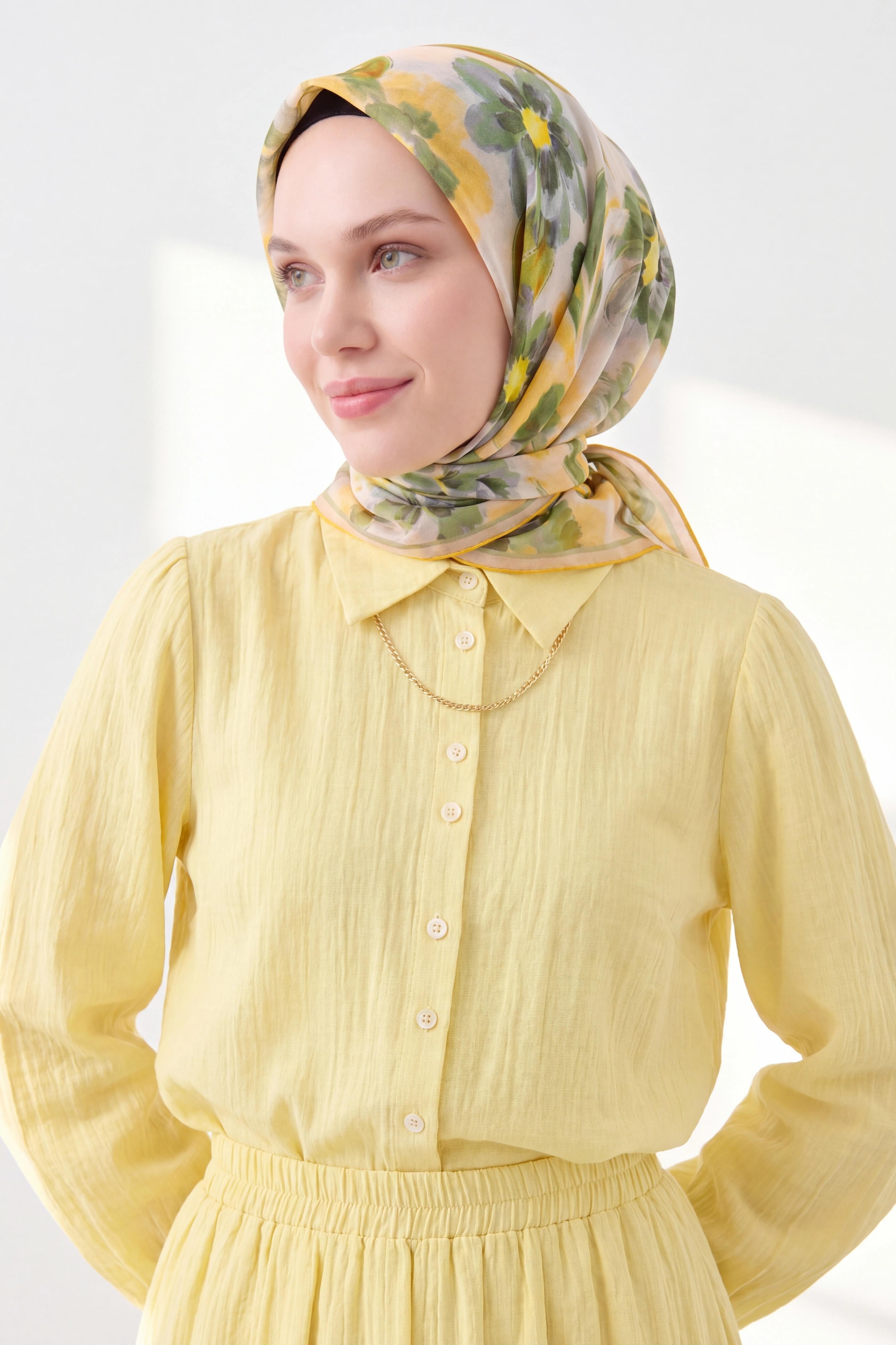 Soft Eşarp Fleur Sarı