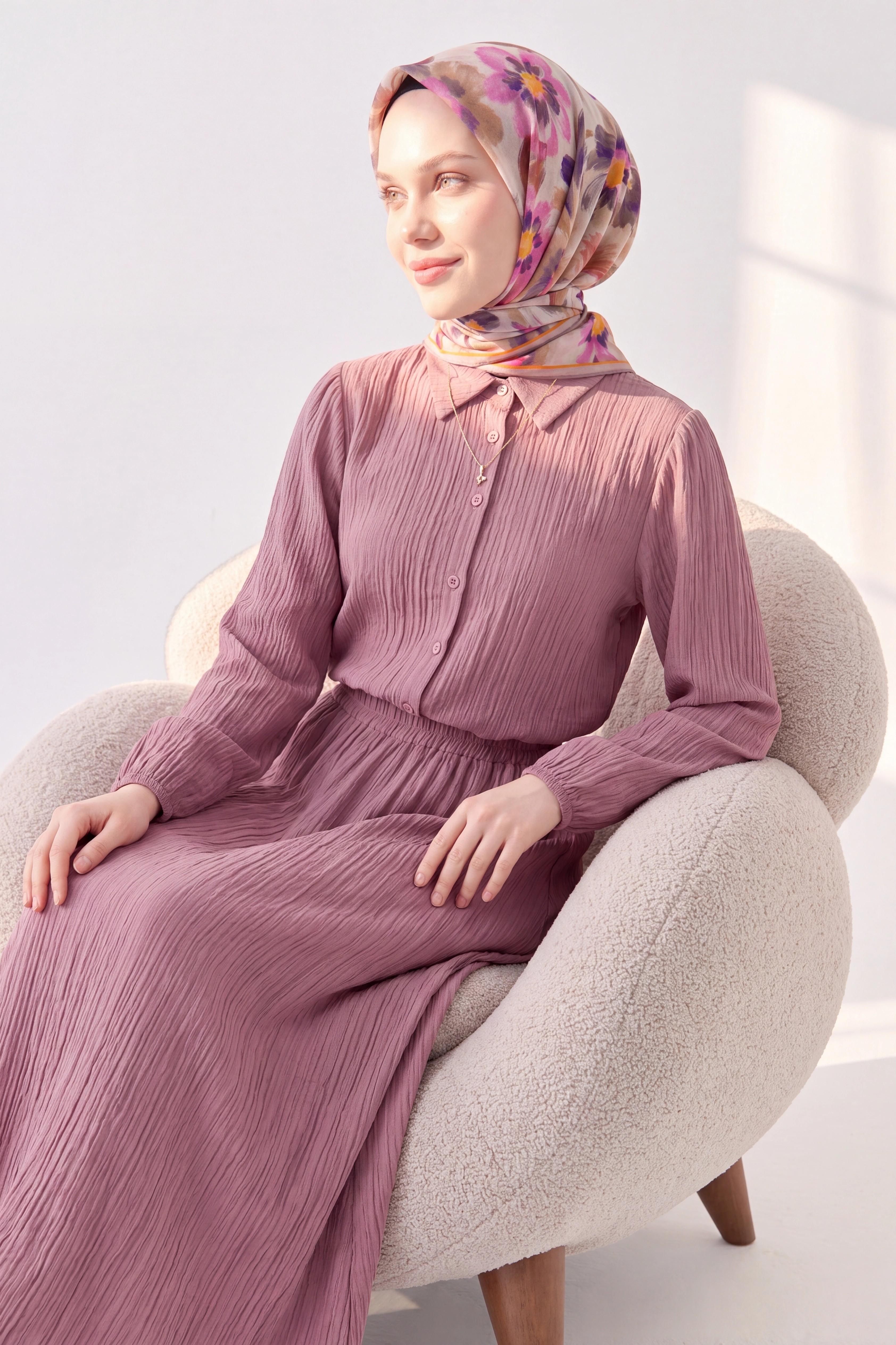 Soft Eşarp Fleur Sütlü Kahve