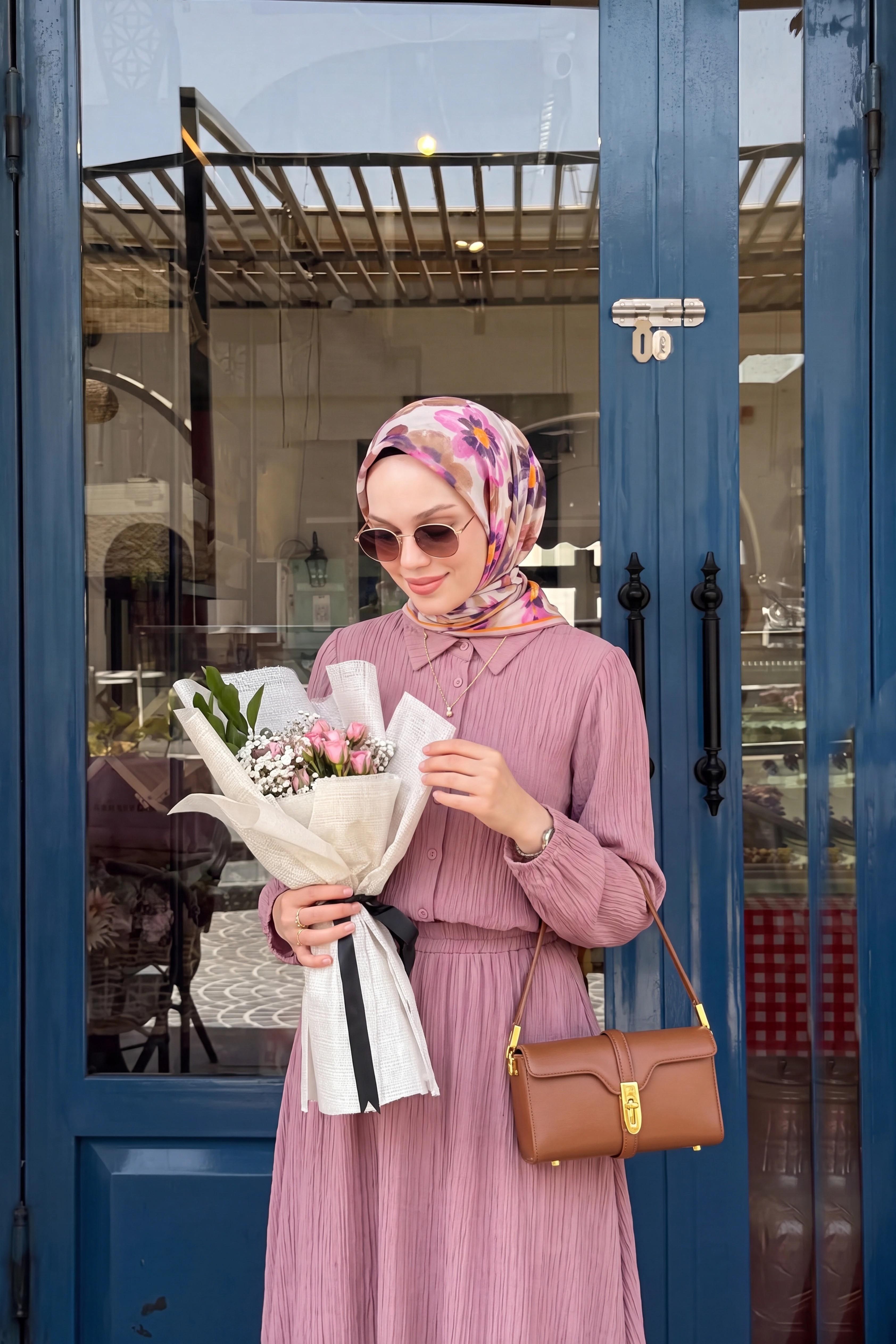 Soft Eşarp Fleur Sütlü Kahve