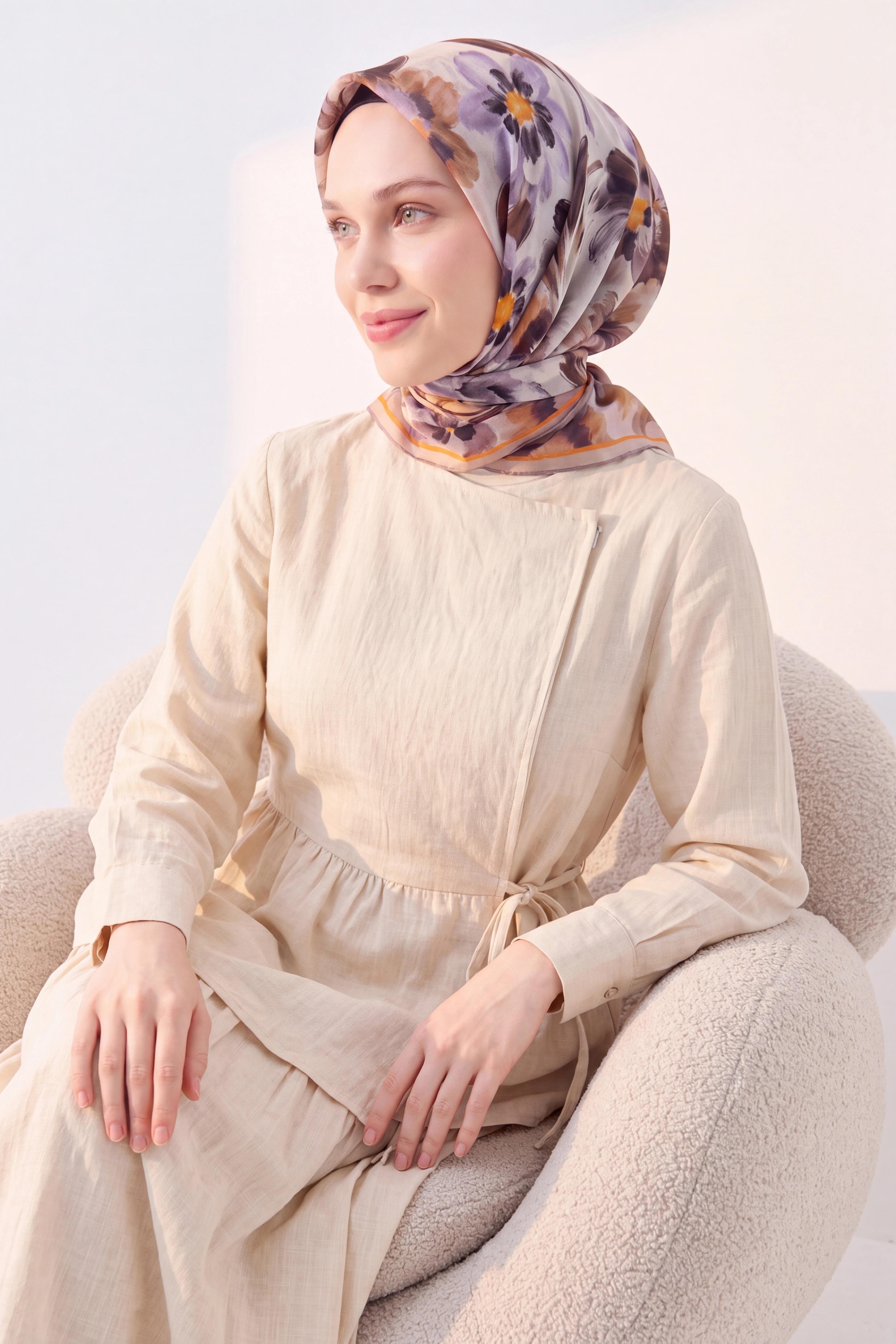 Soft Eşarp Fleur Taba