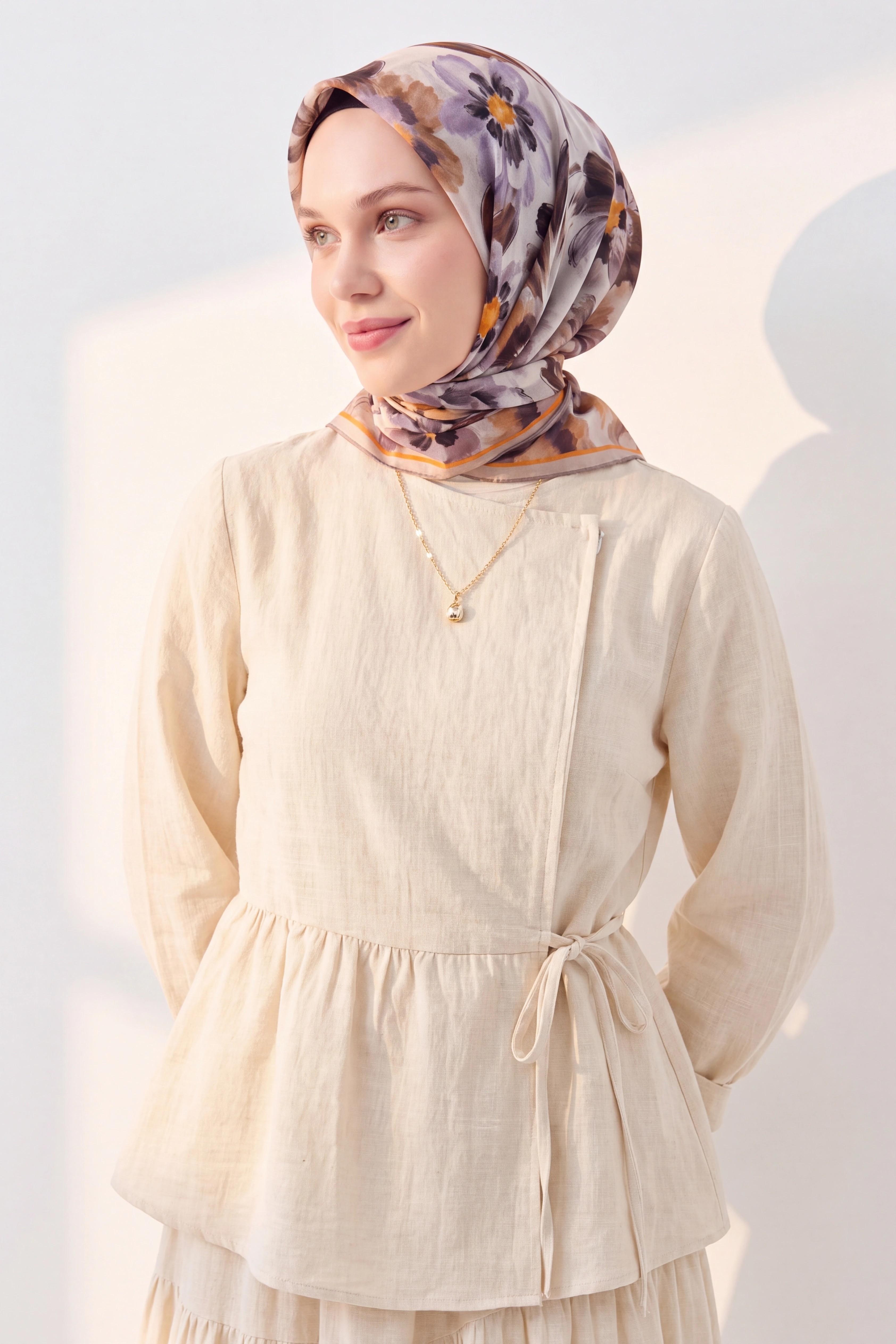 Soft Eşarp Fleur Taba