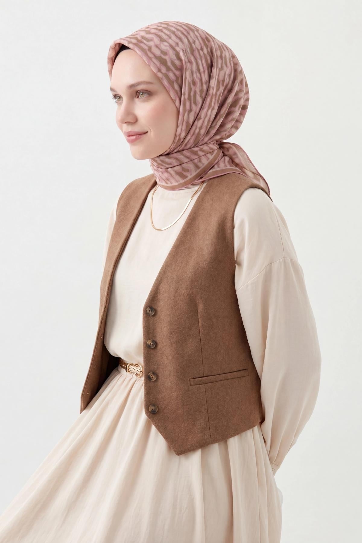 Soft Eşarp Flow Yeşil Kahve