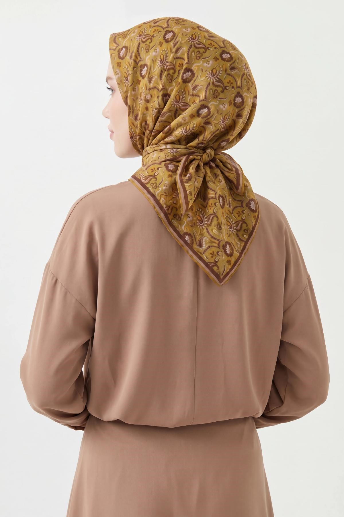 Soft Eşarp Garden Hardal 90x90