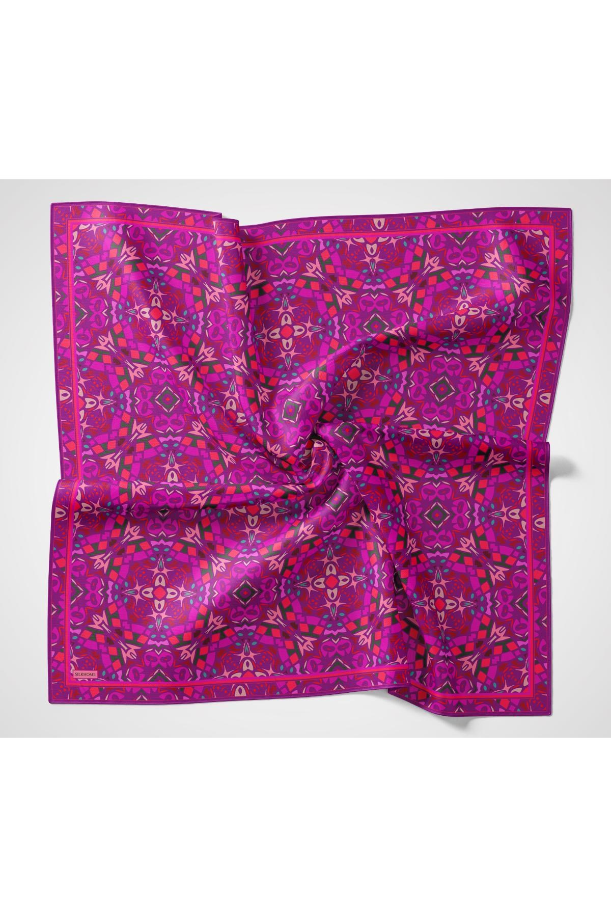 Soft Eşarp Geometrik Mor 90x90