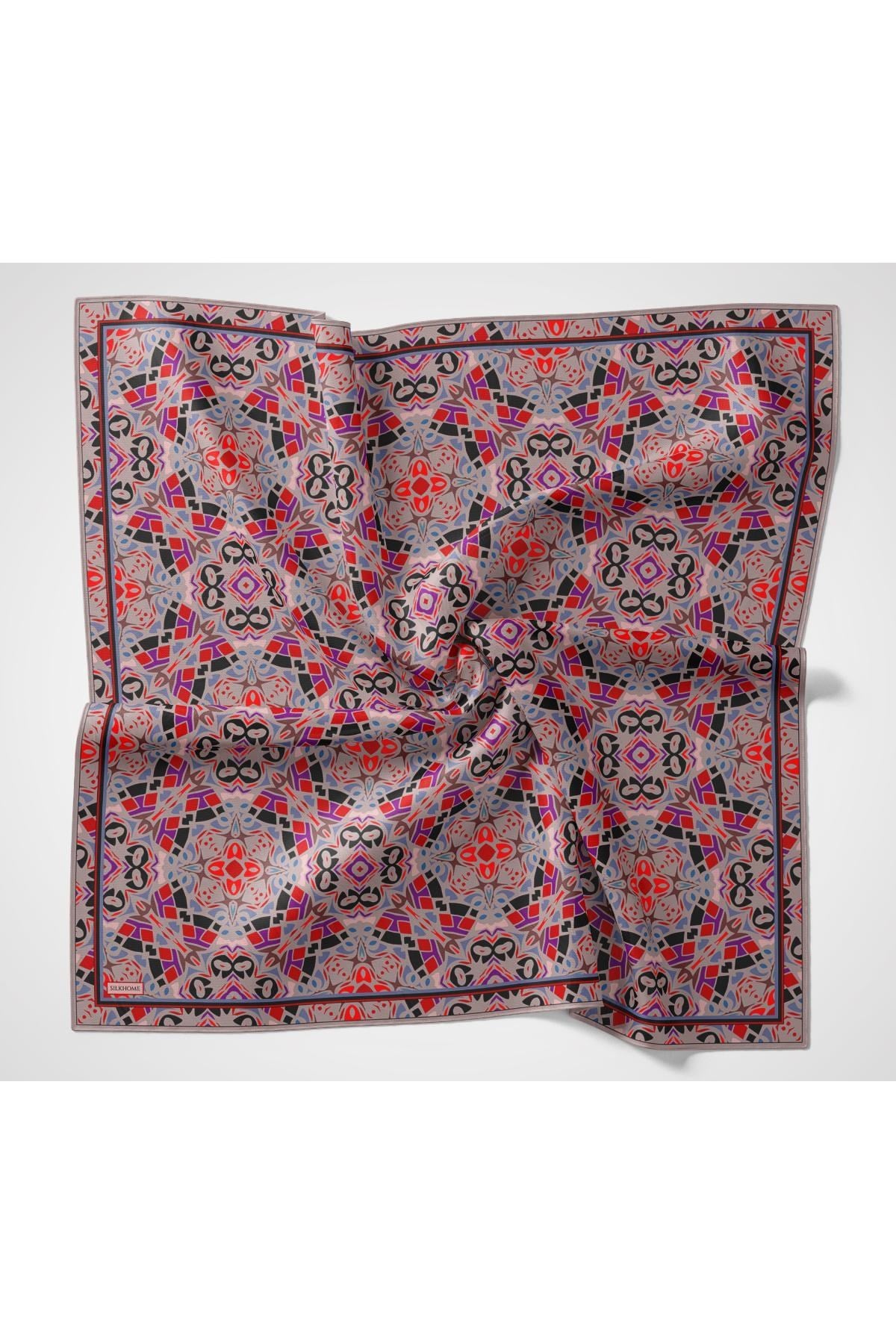 Soft Eşarp Geometrik Pudra Vizon 90x90