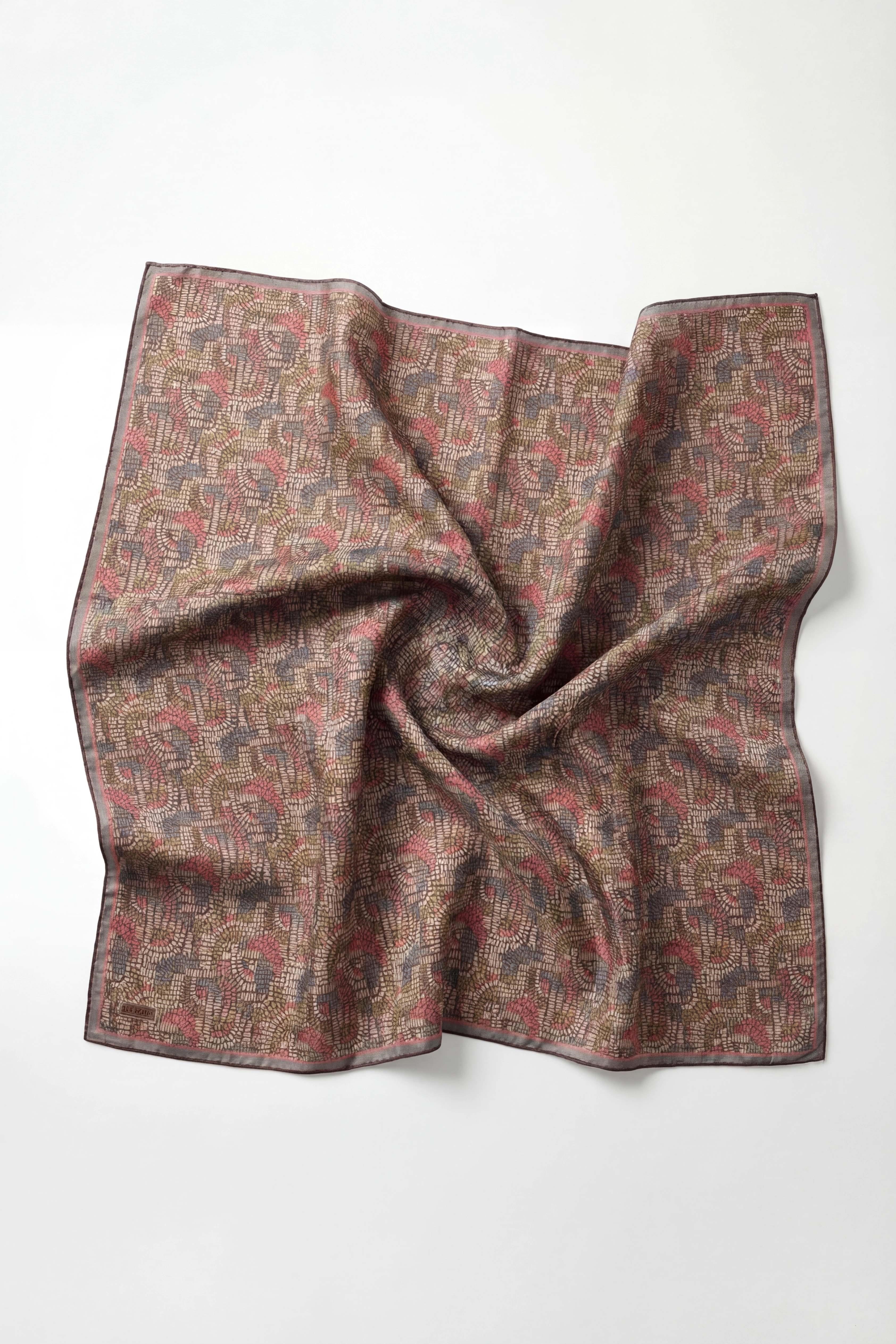 Soft Eşarp Melodi Desen Kahverengi 90x90