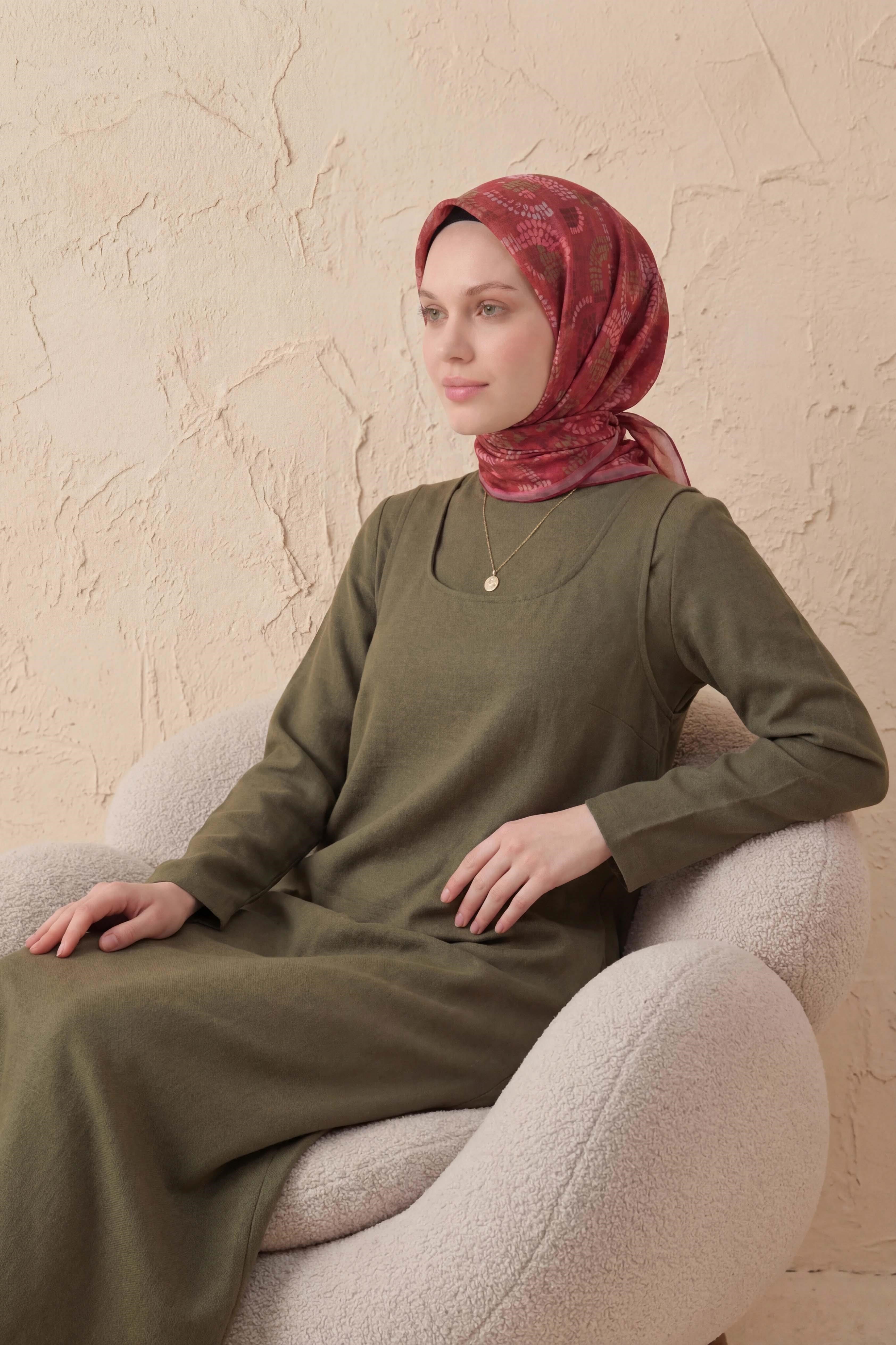Soft Eşarp Melodi Desen Kırmızı 90x90