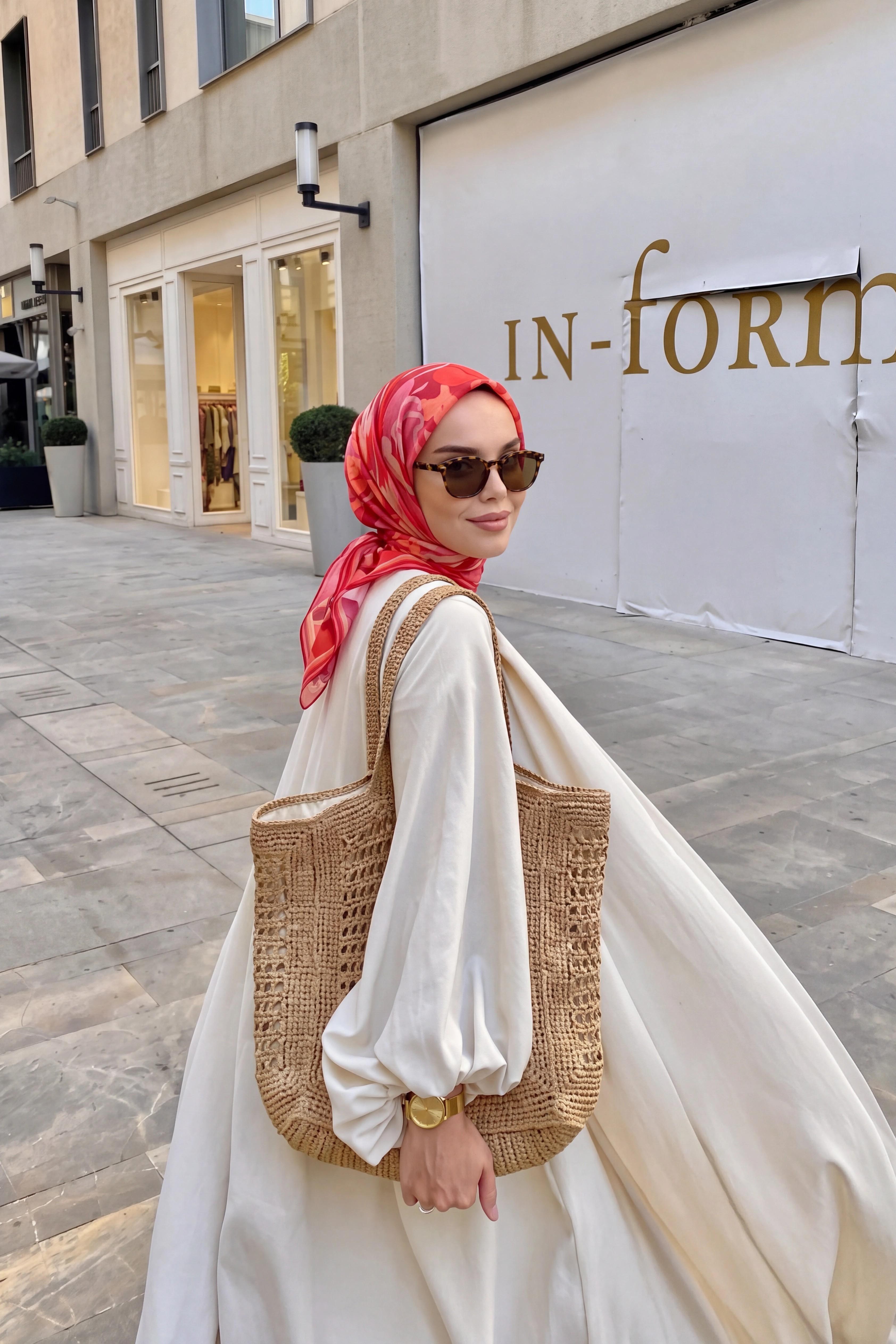 Soft Eşarp Painterly Floral Fuşya