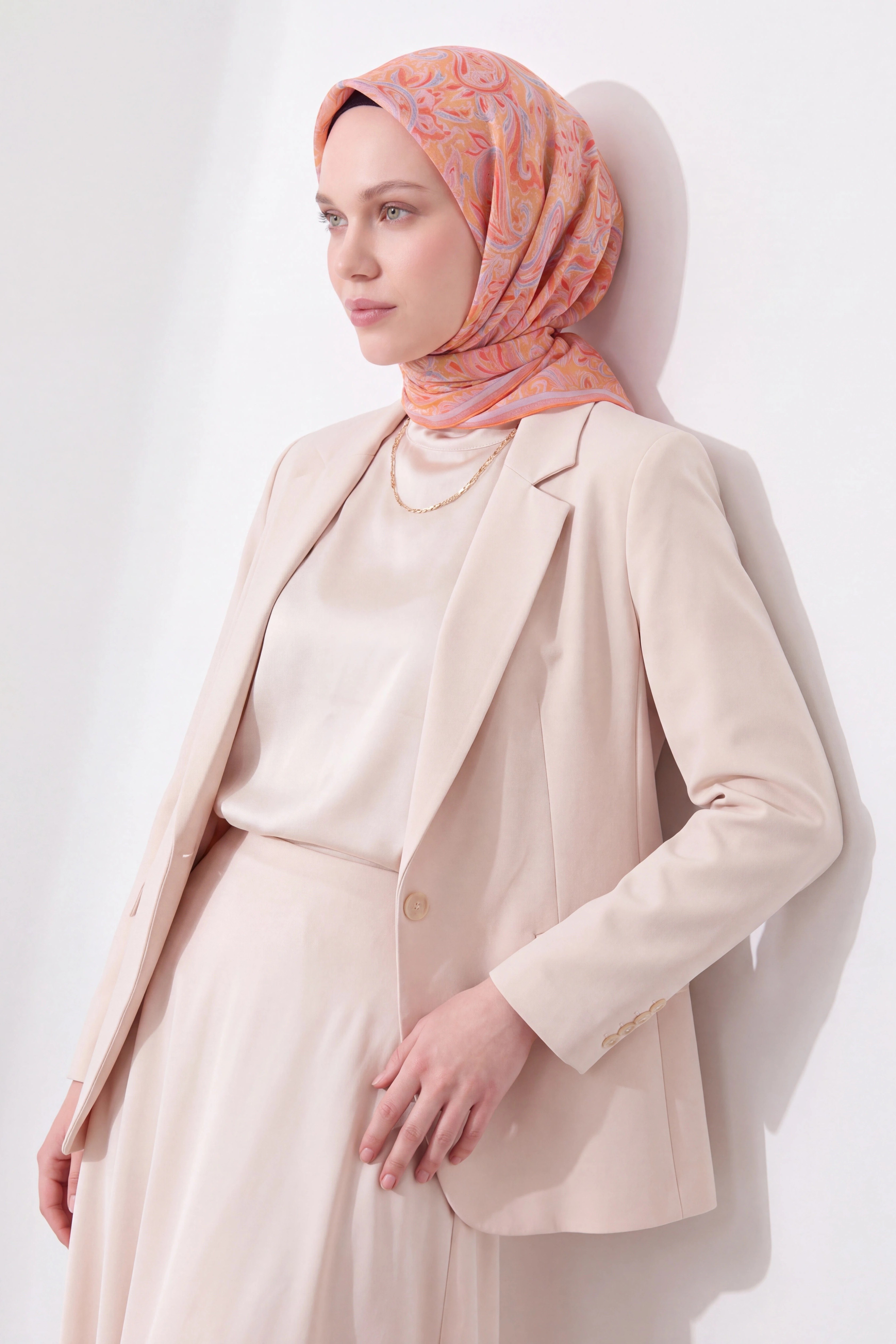Soft Eşarp Paisley Açık Turuncu
