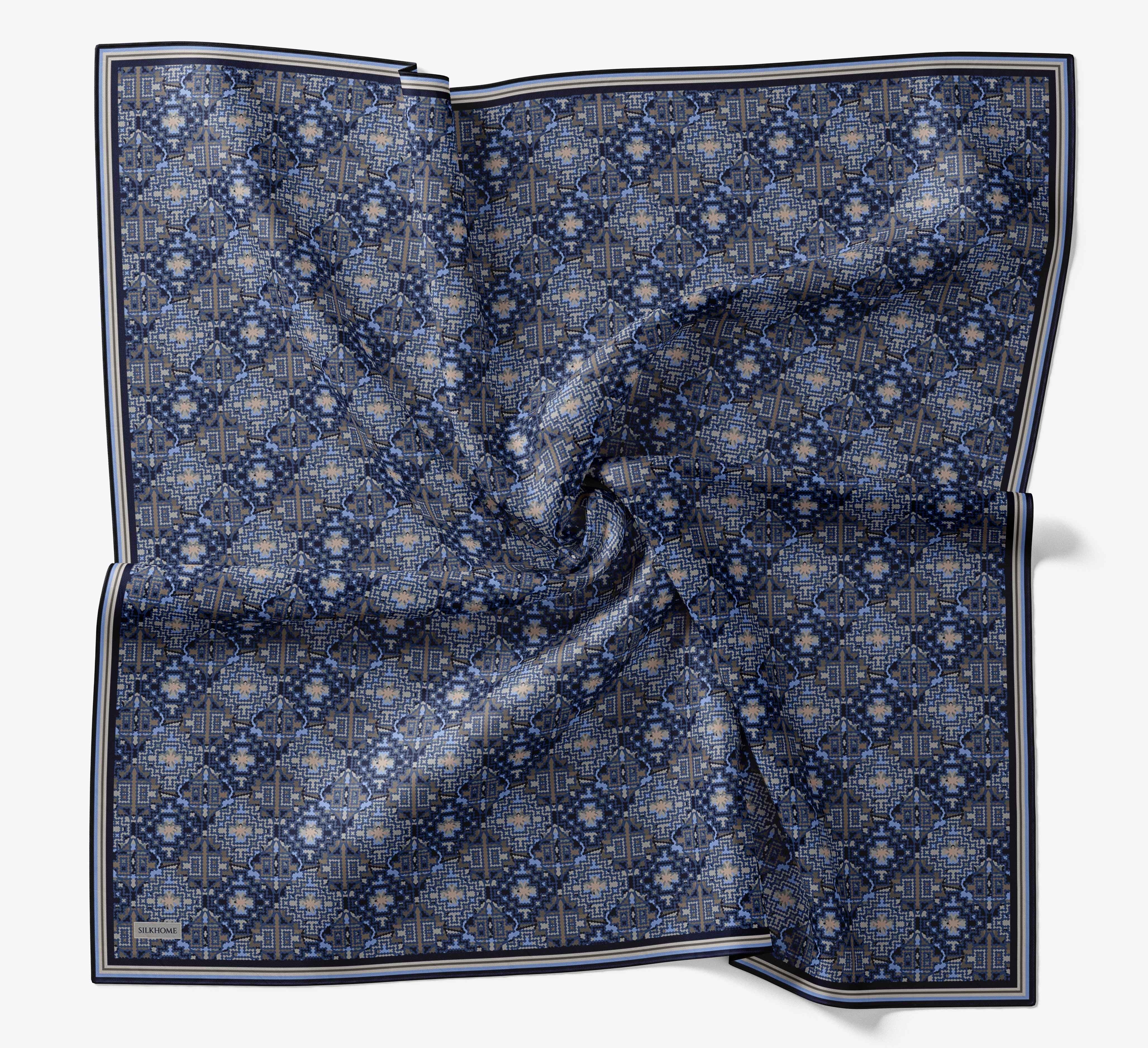 Soft Eşarp Pixel Ethnic Mavi