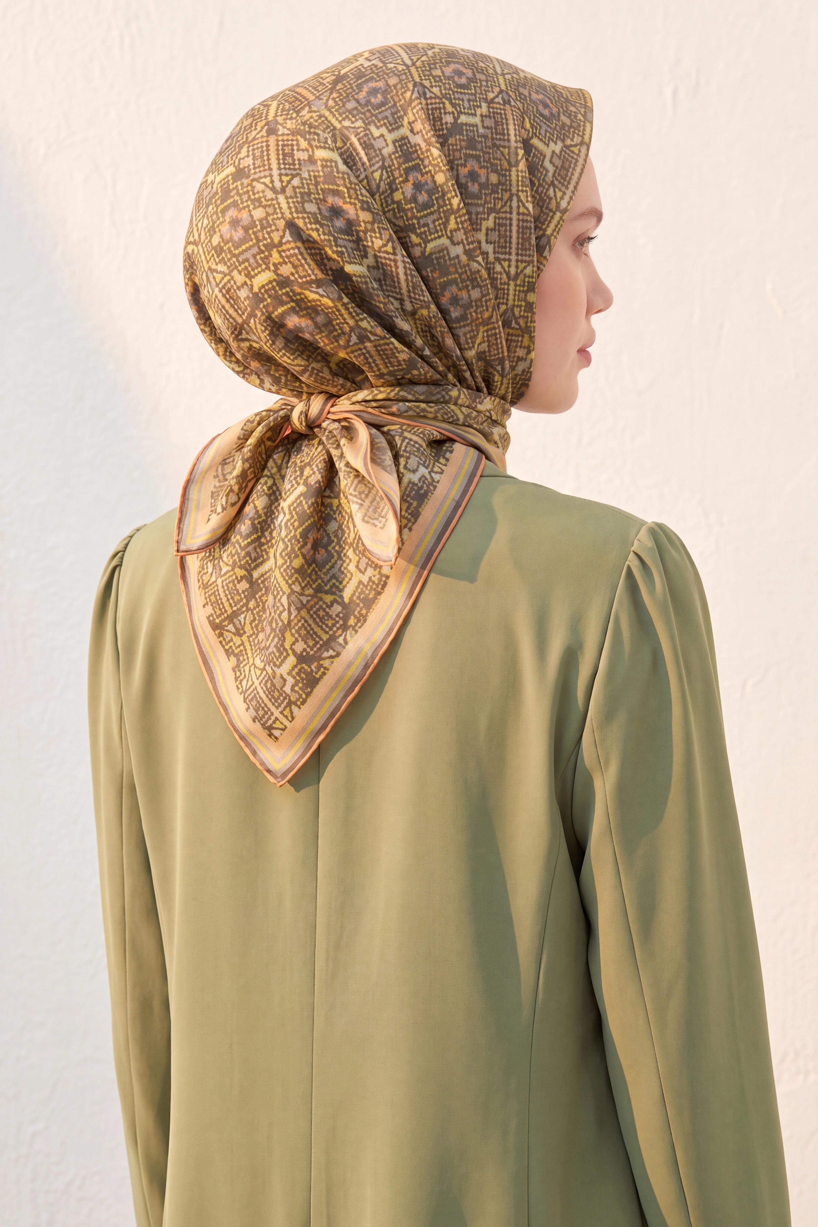 Soft Eşarp Pixel Ethnic Sarı