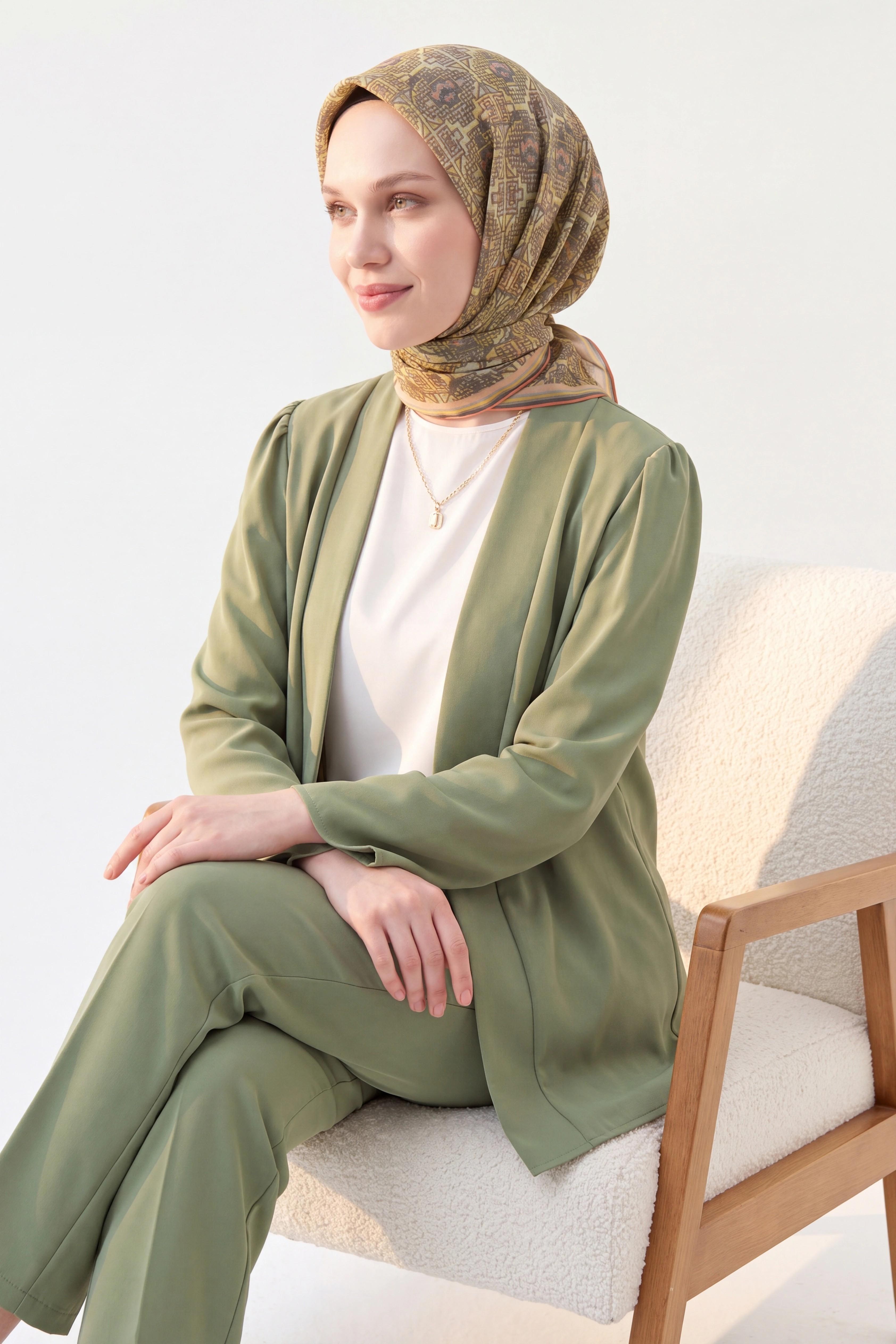 Soft Eşarp Pixel Ethnic Sarı