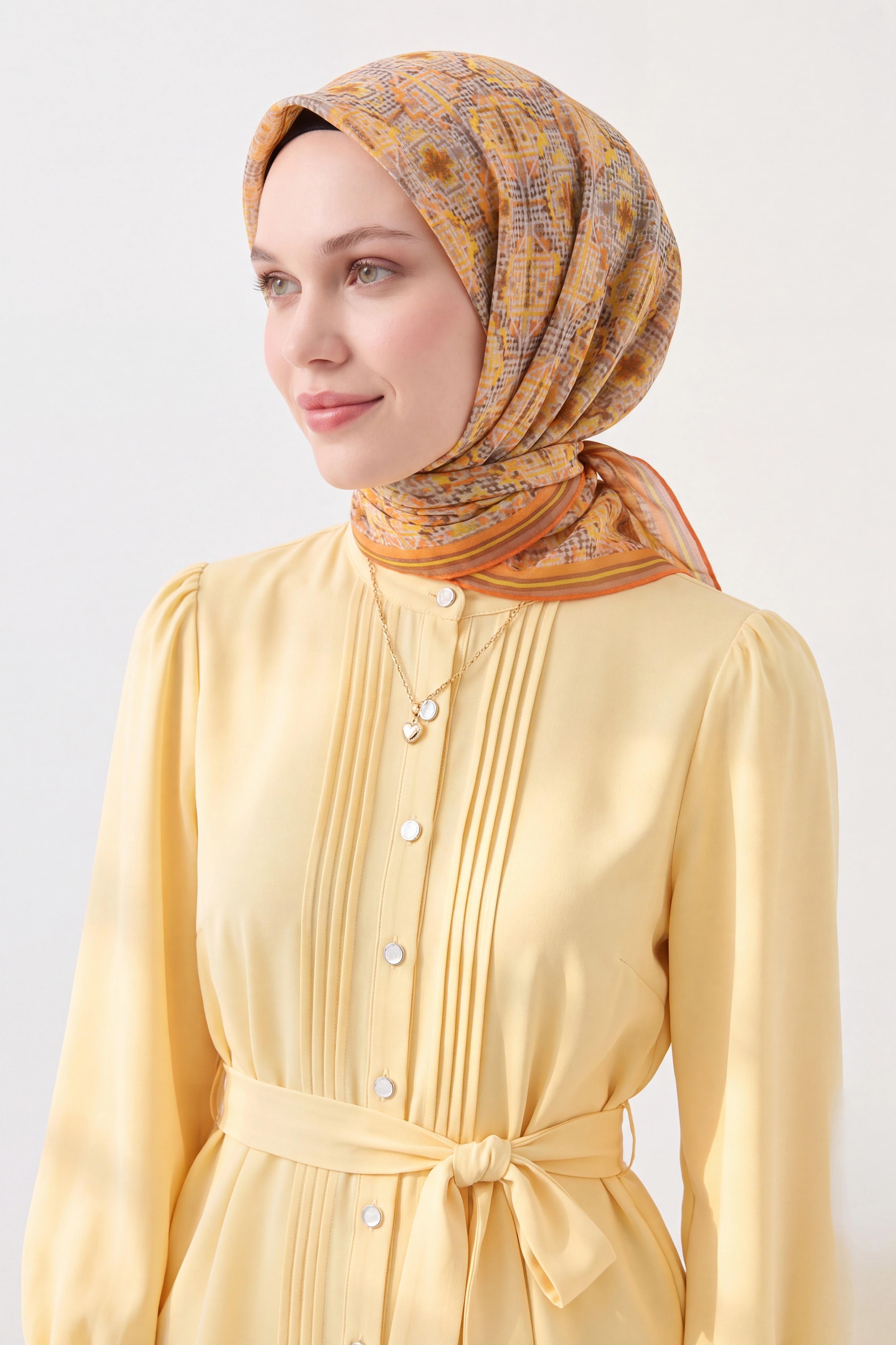 Soft Eşarp Pixel Ethnic Turuncu