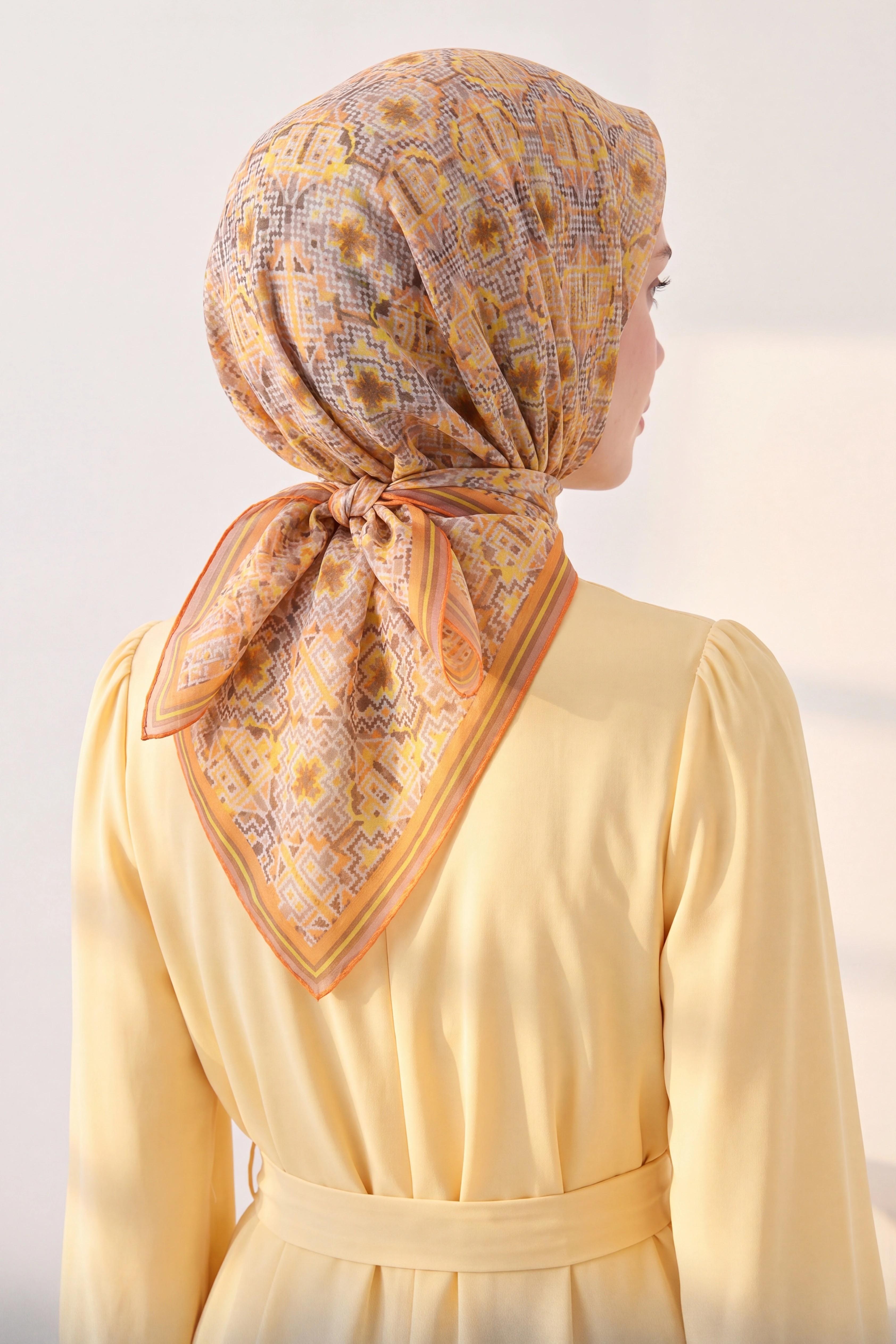 Soft Eşarp Pixel Ethnic Turuncu