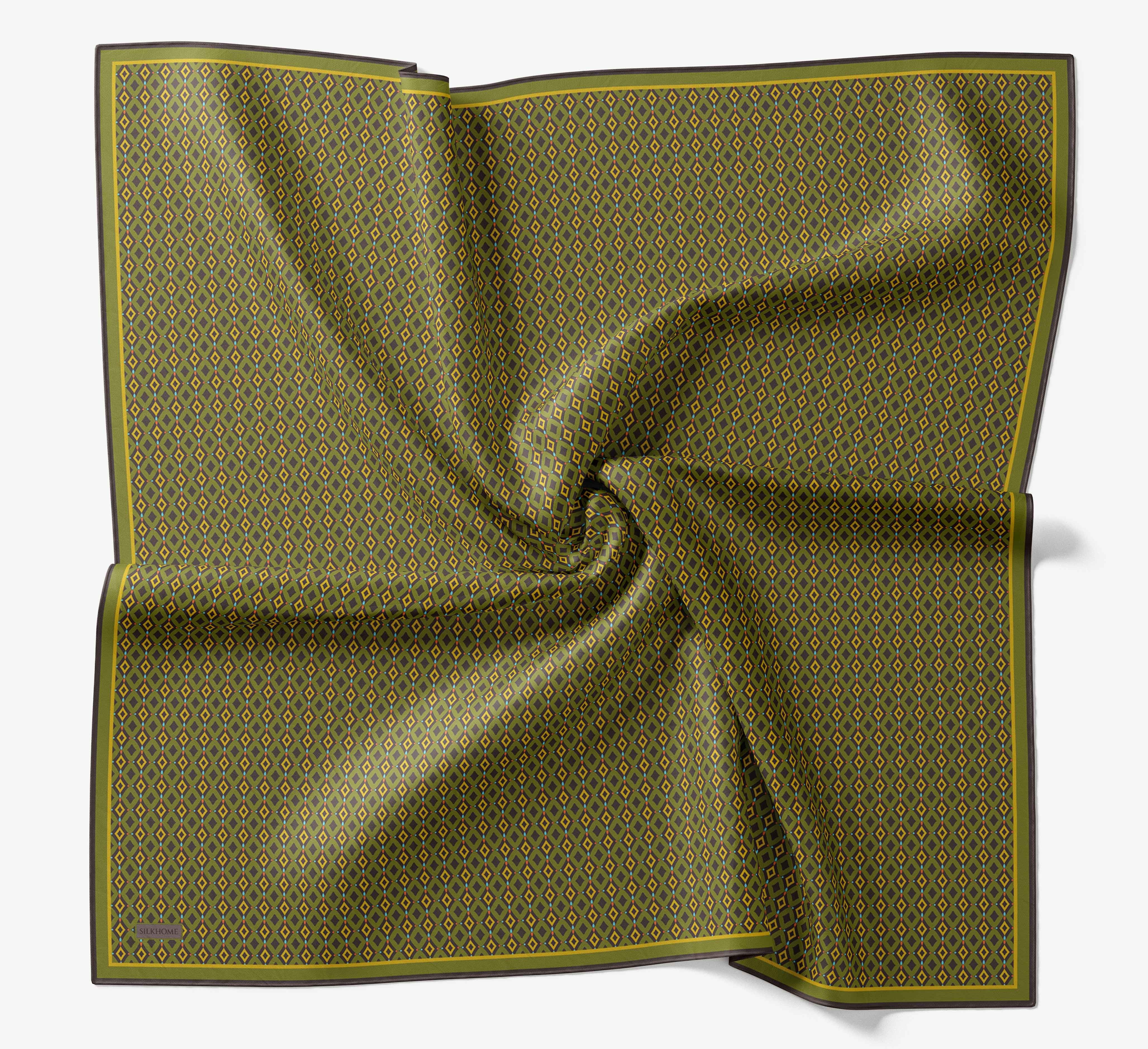 Soft Eşarp Retro Geometrik Acı Kahve