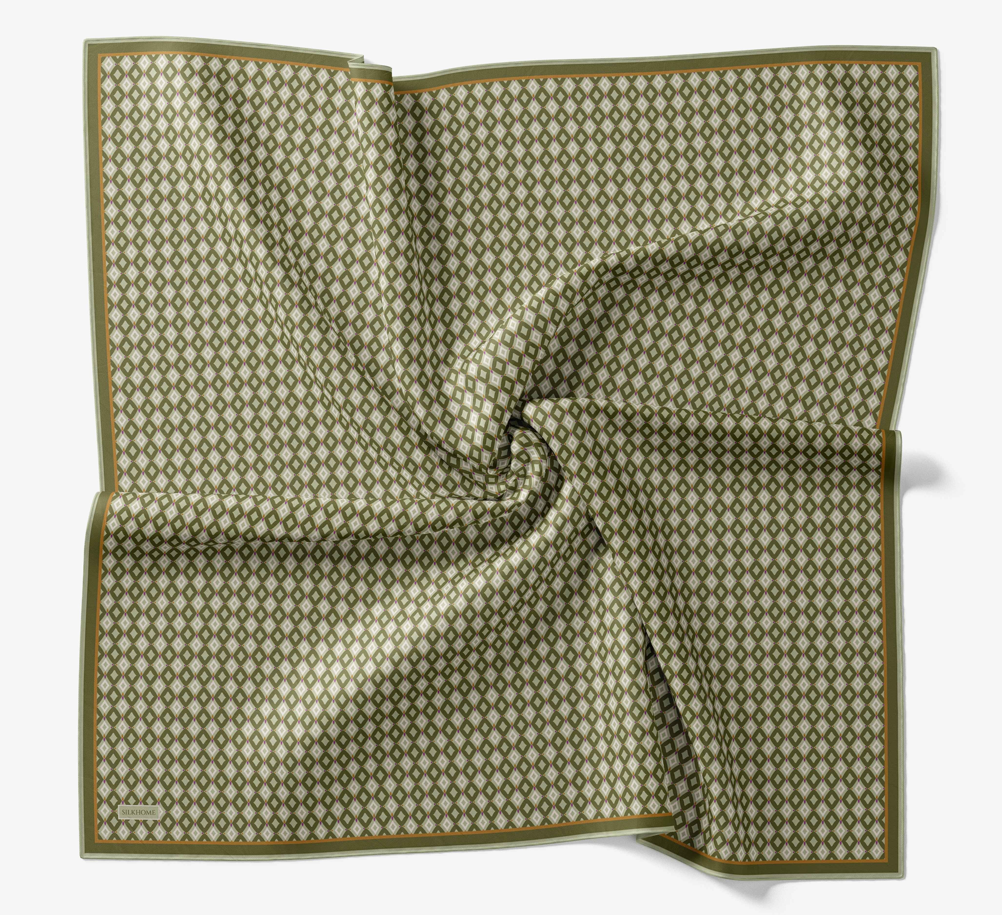 Soft Eşarp Retro Geometrik Su Yeşili