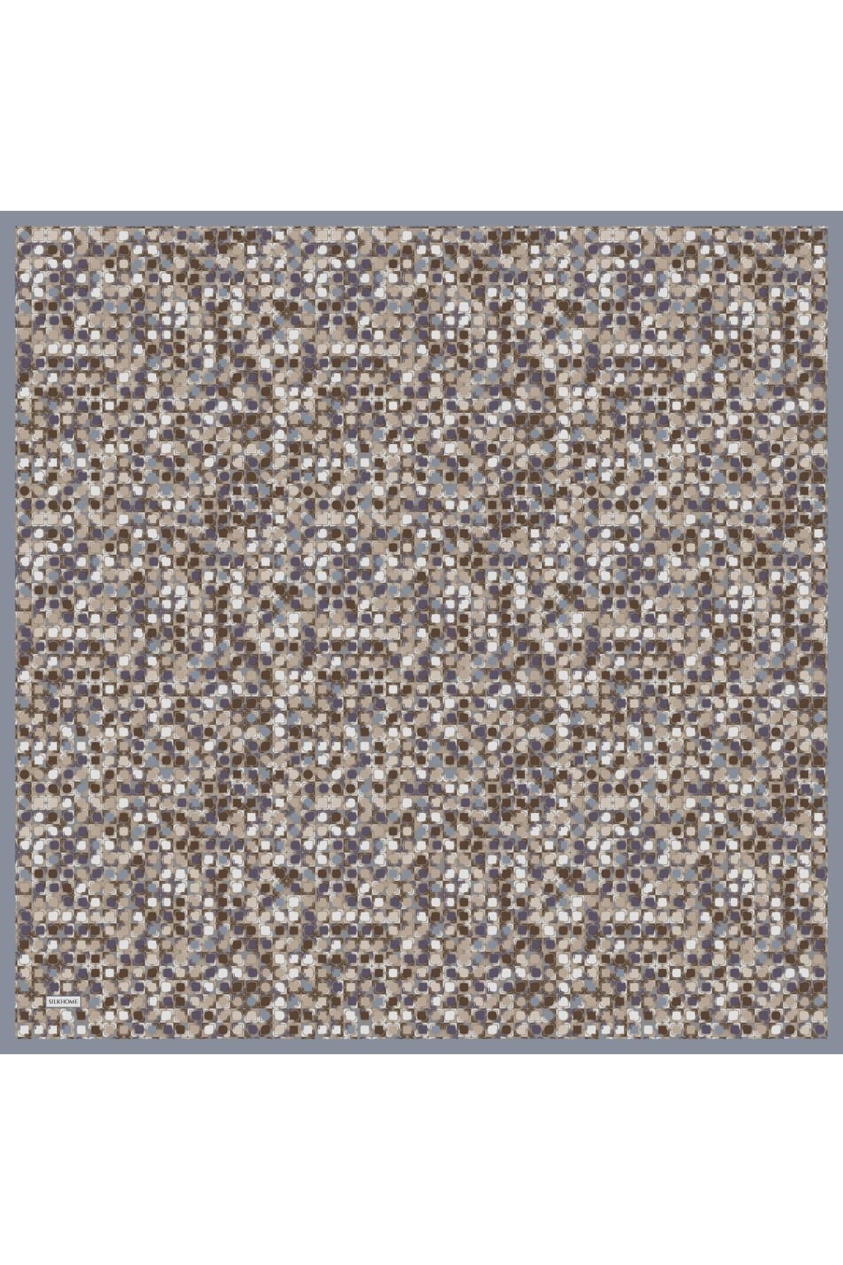 Soft Eşarp Retro Mozaik Gri 90x90