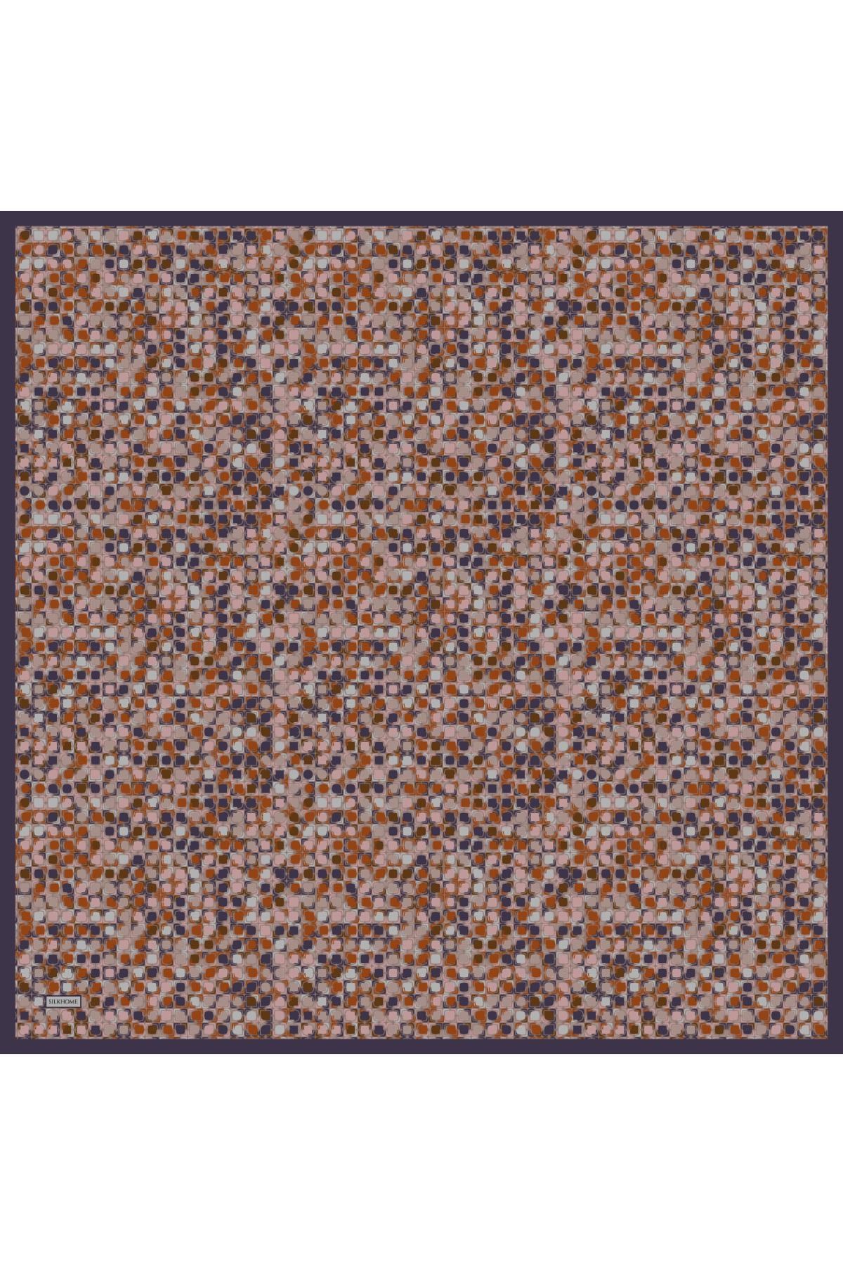 Soft Eşarp Retro Mozaik Turuncu 90x90