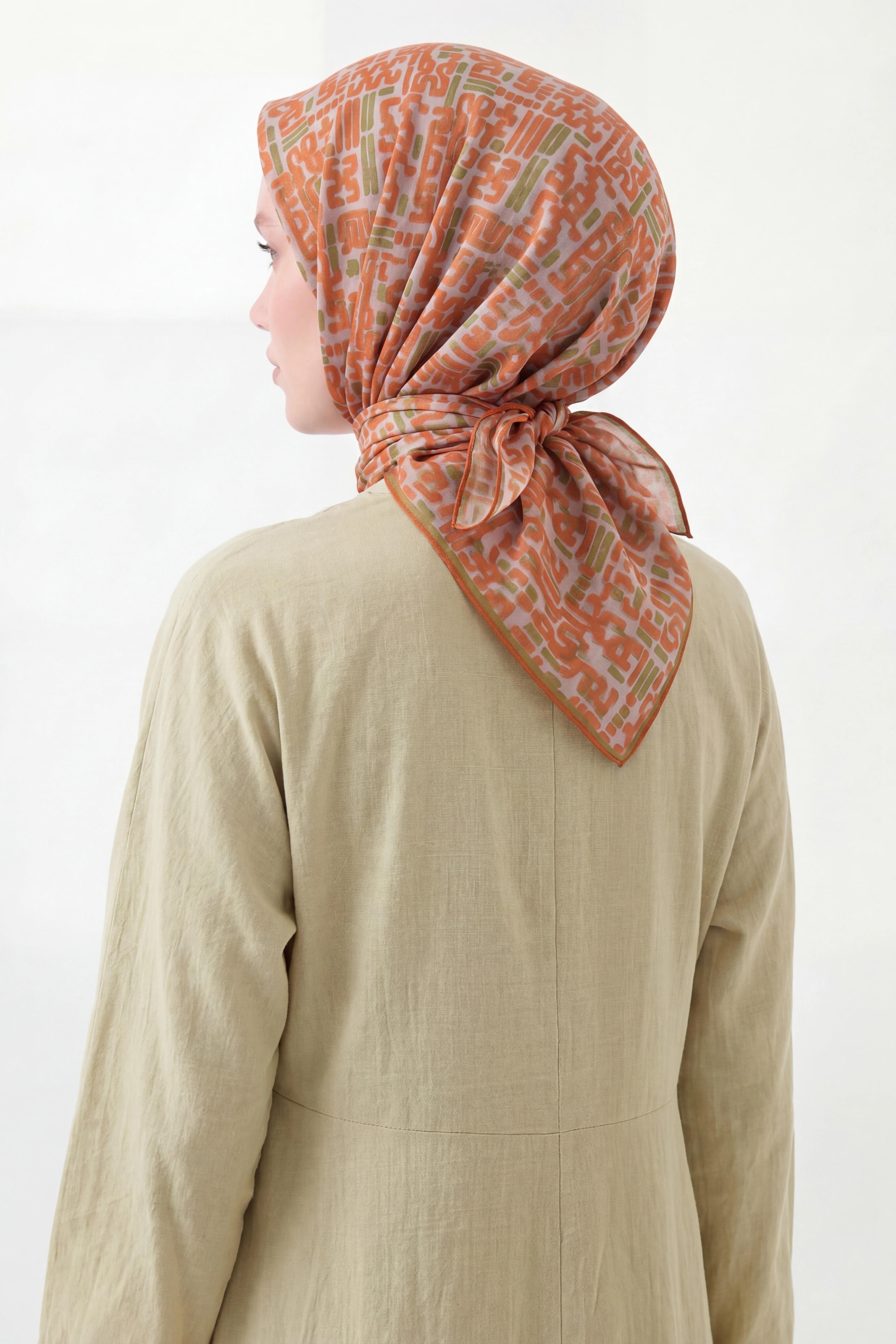 Soft Eşarp Soyut Turuncu