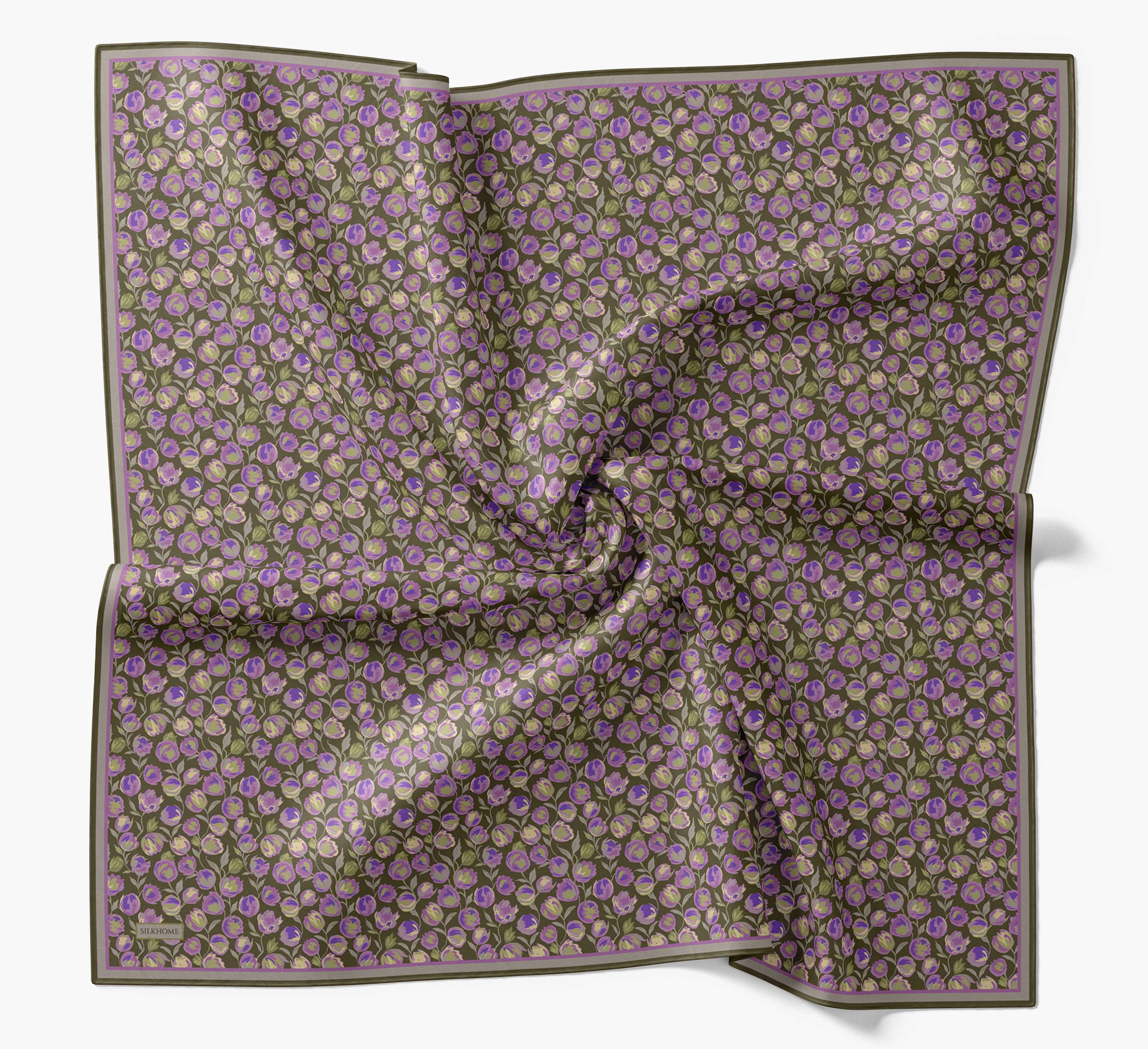 Soft Eşarp Vintage Floral Koyu Yeşil