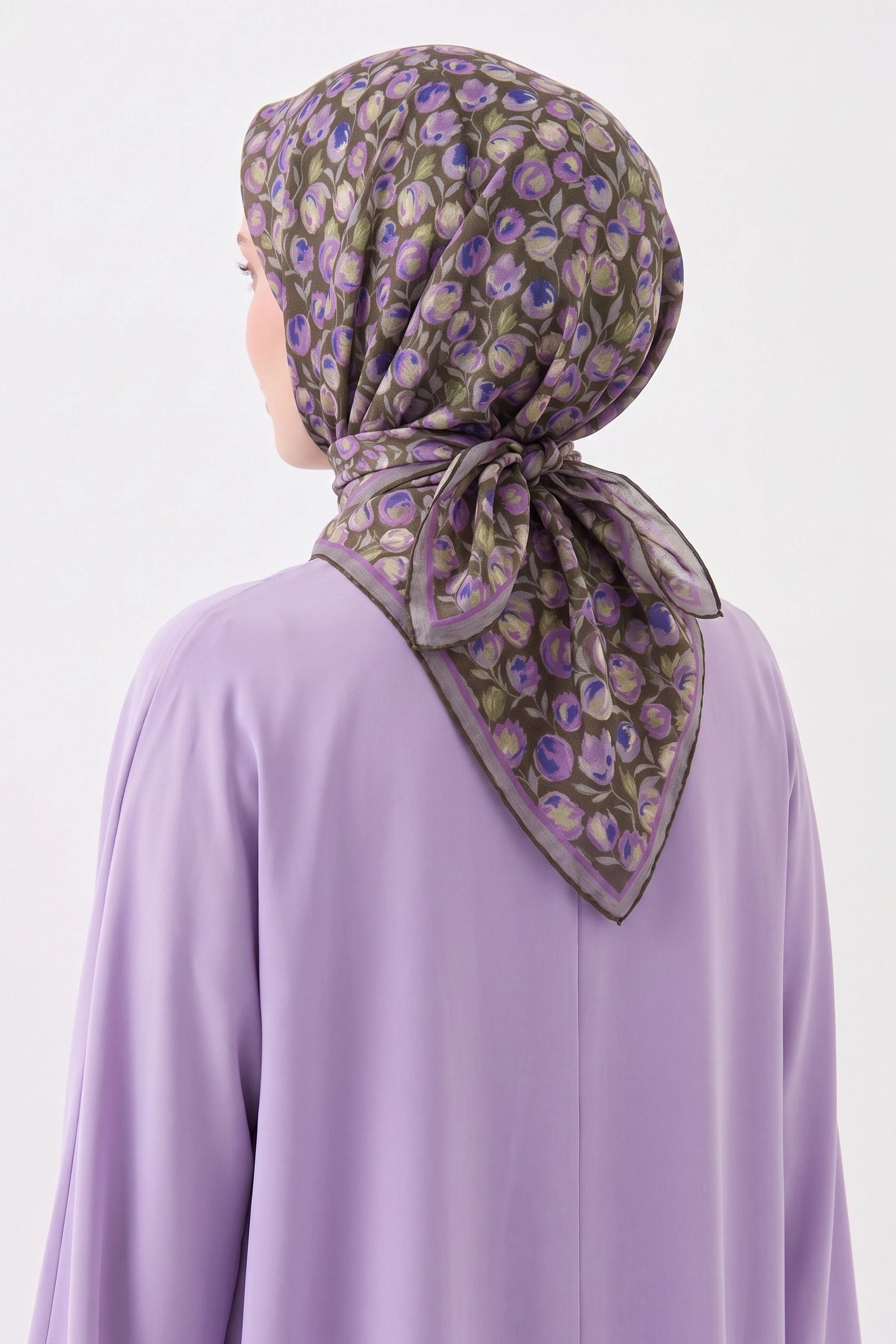 Soft Eşarp Vintage Floral Koyu Yeşil