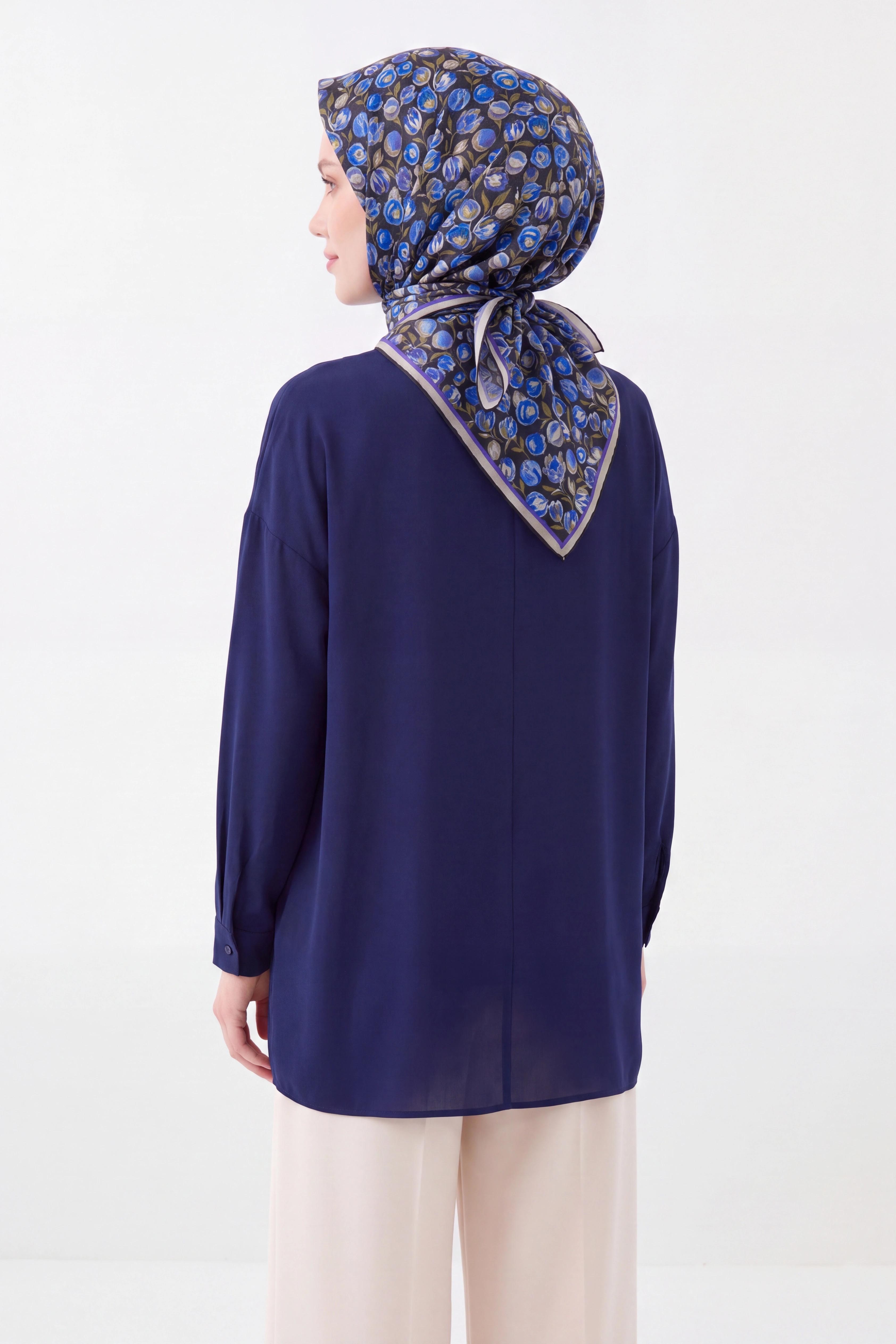 Soft Eşarp Vintage Floral Siyah