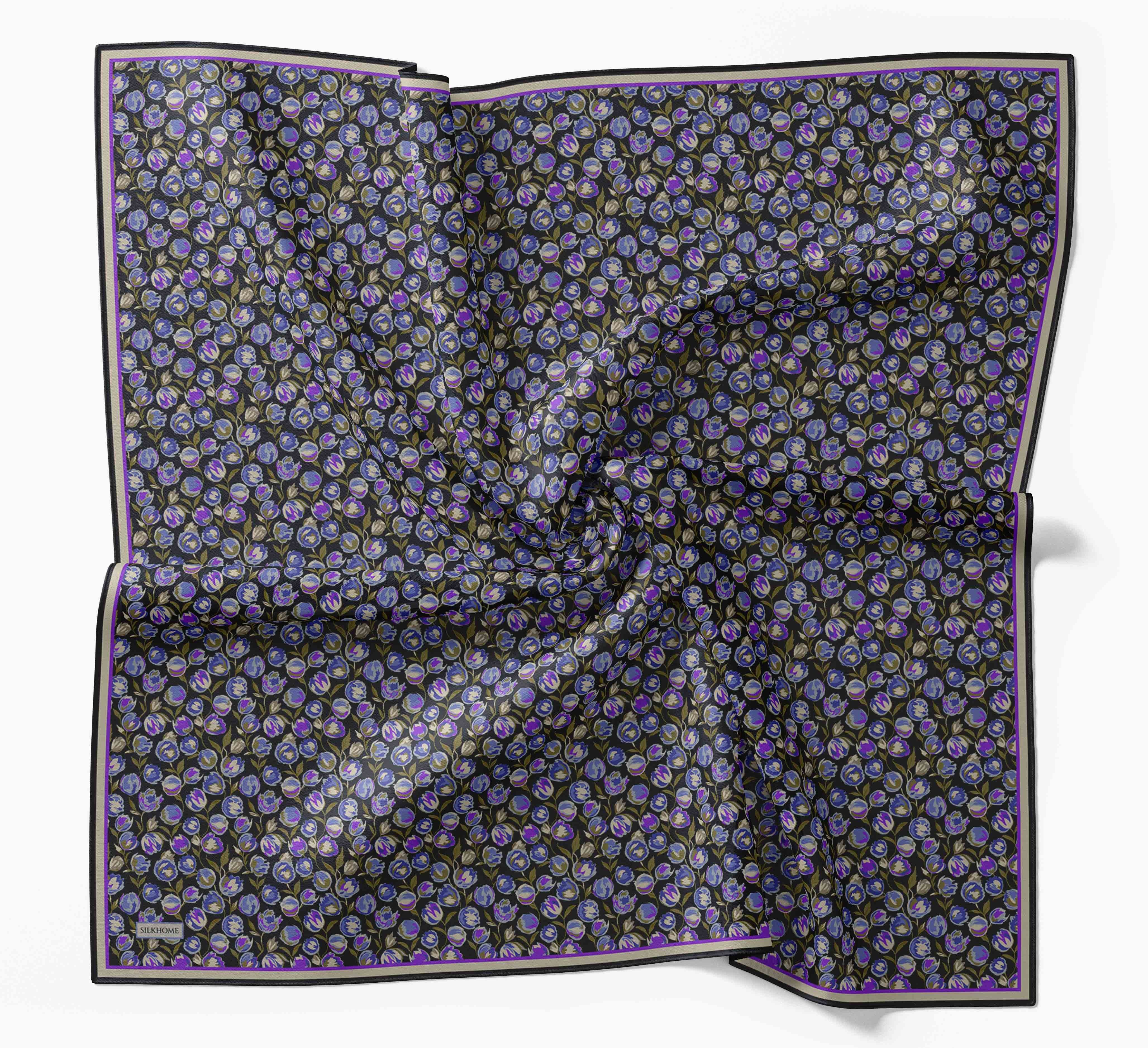 Soft Eşarp Vintage Floral Siyah