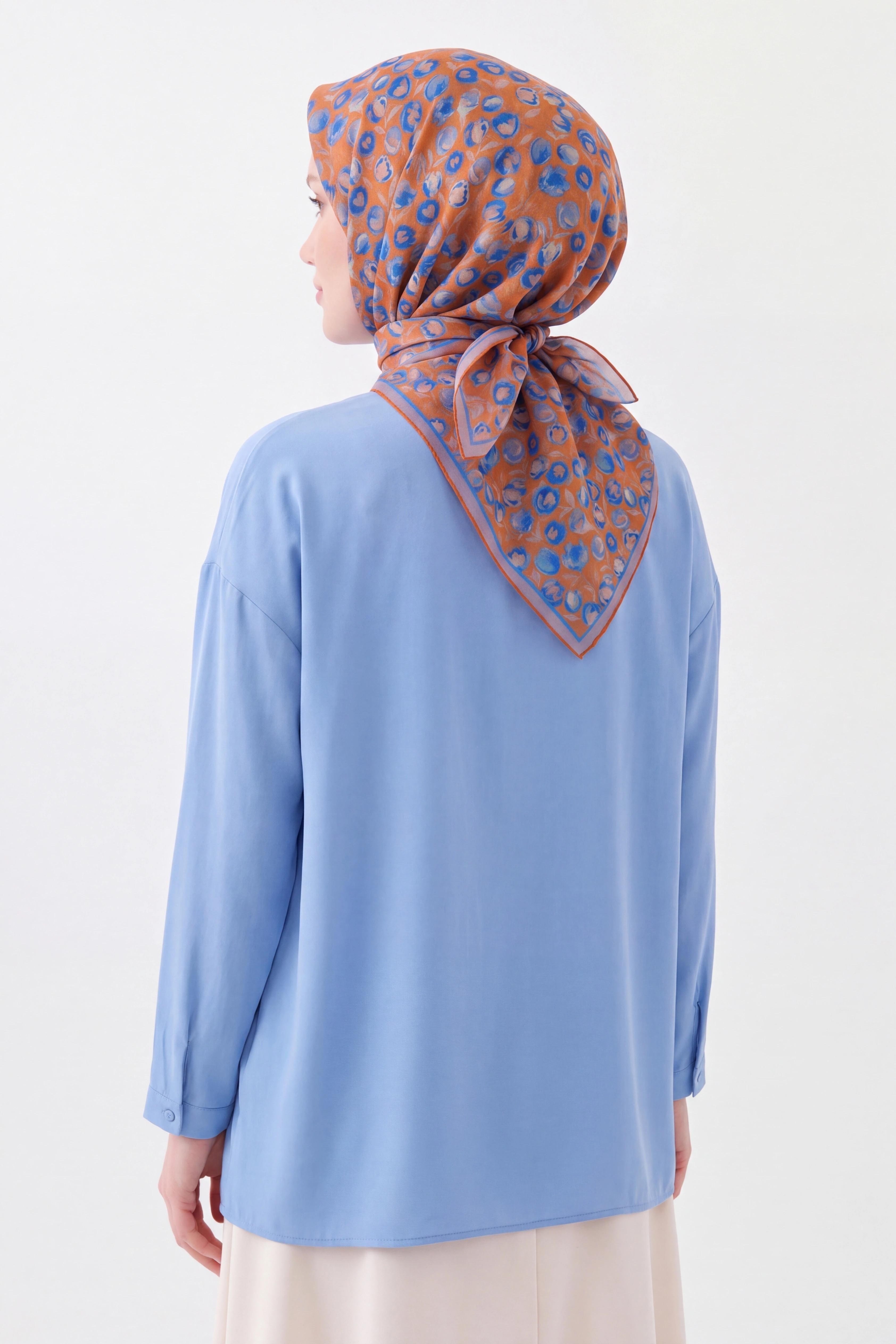 Soft Eşarp Vintage Floral Turuncu