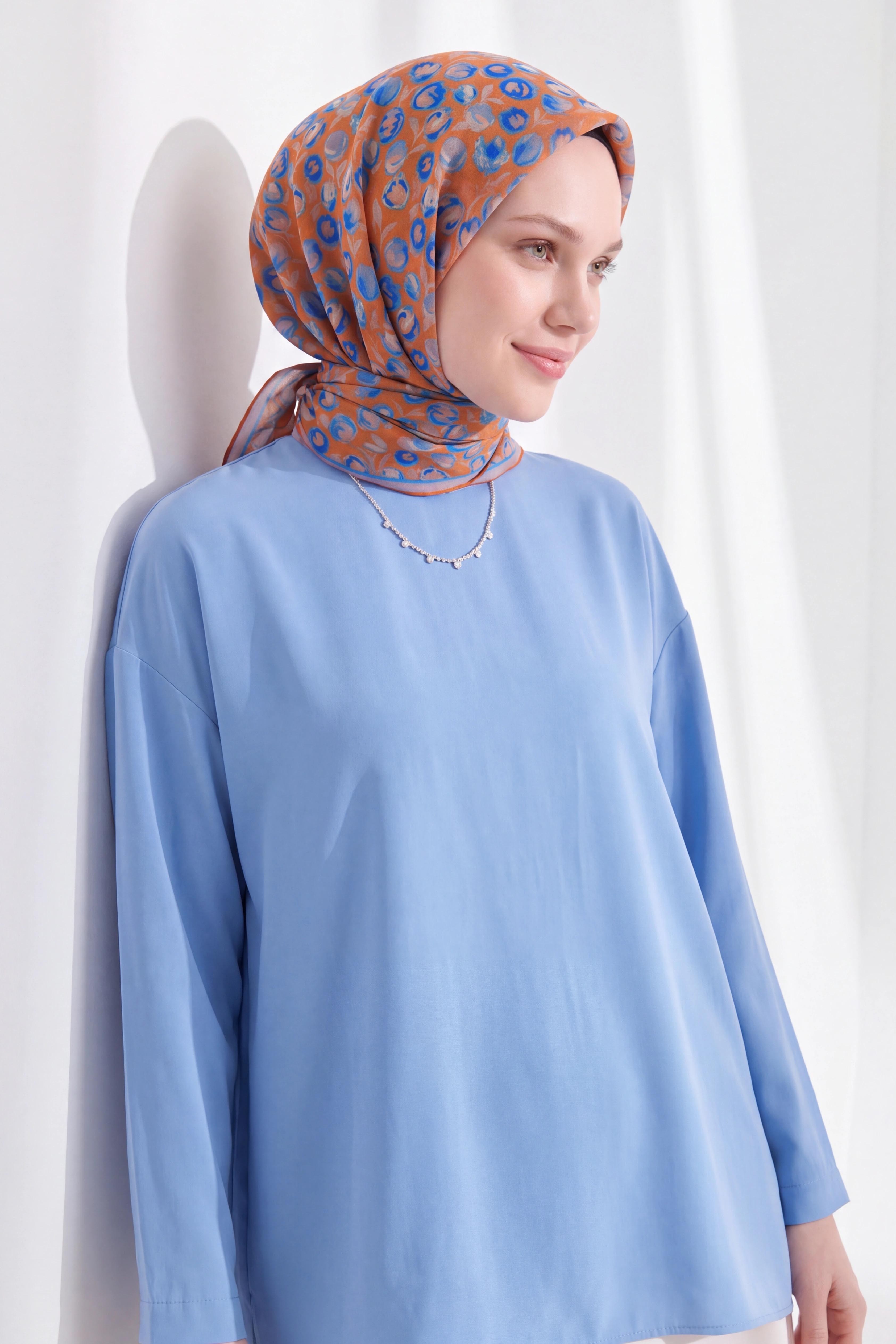 Soft Eşarp Vintage Floral Turuncu