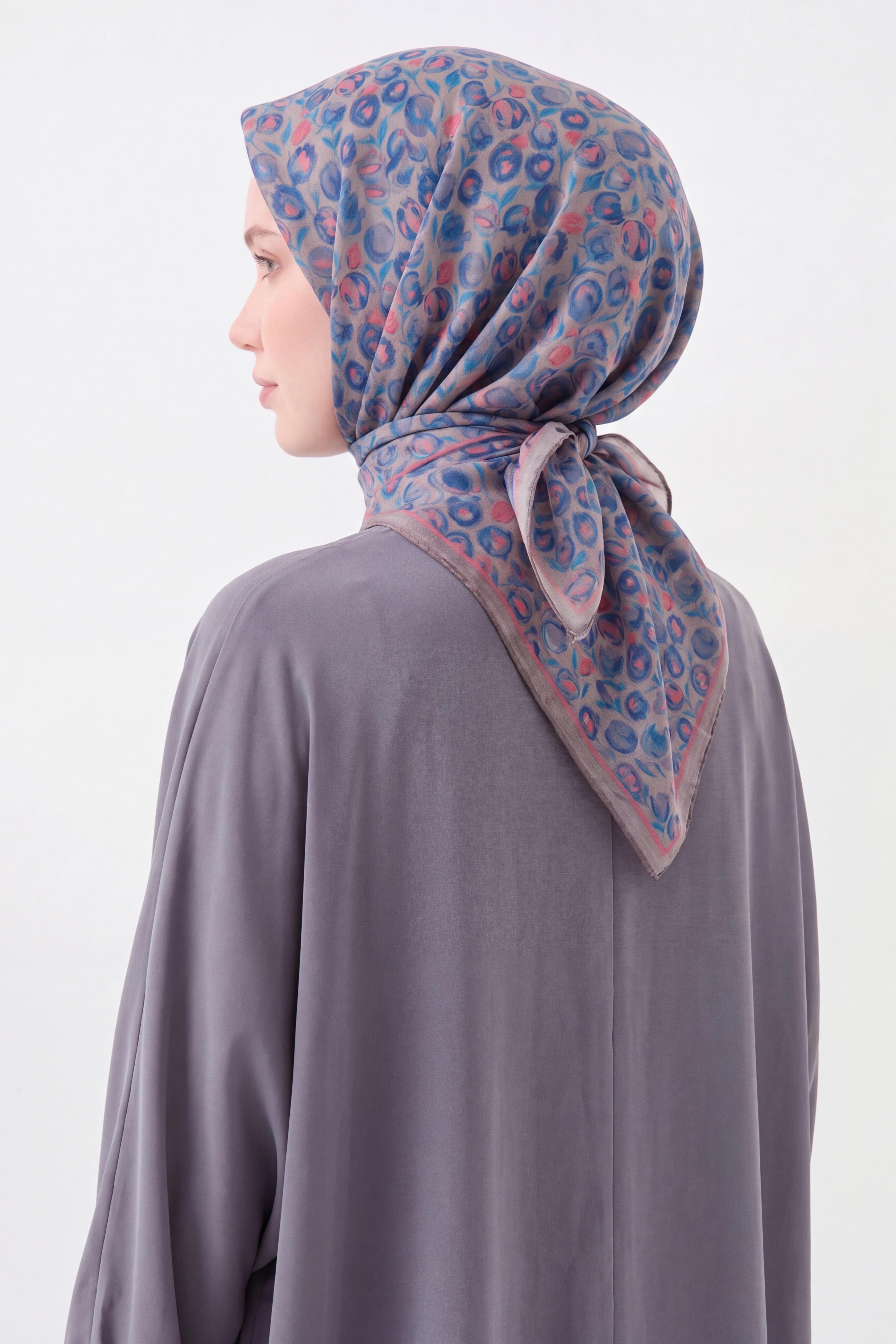 Soft Eşarp Vintage Floral Vizon