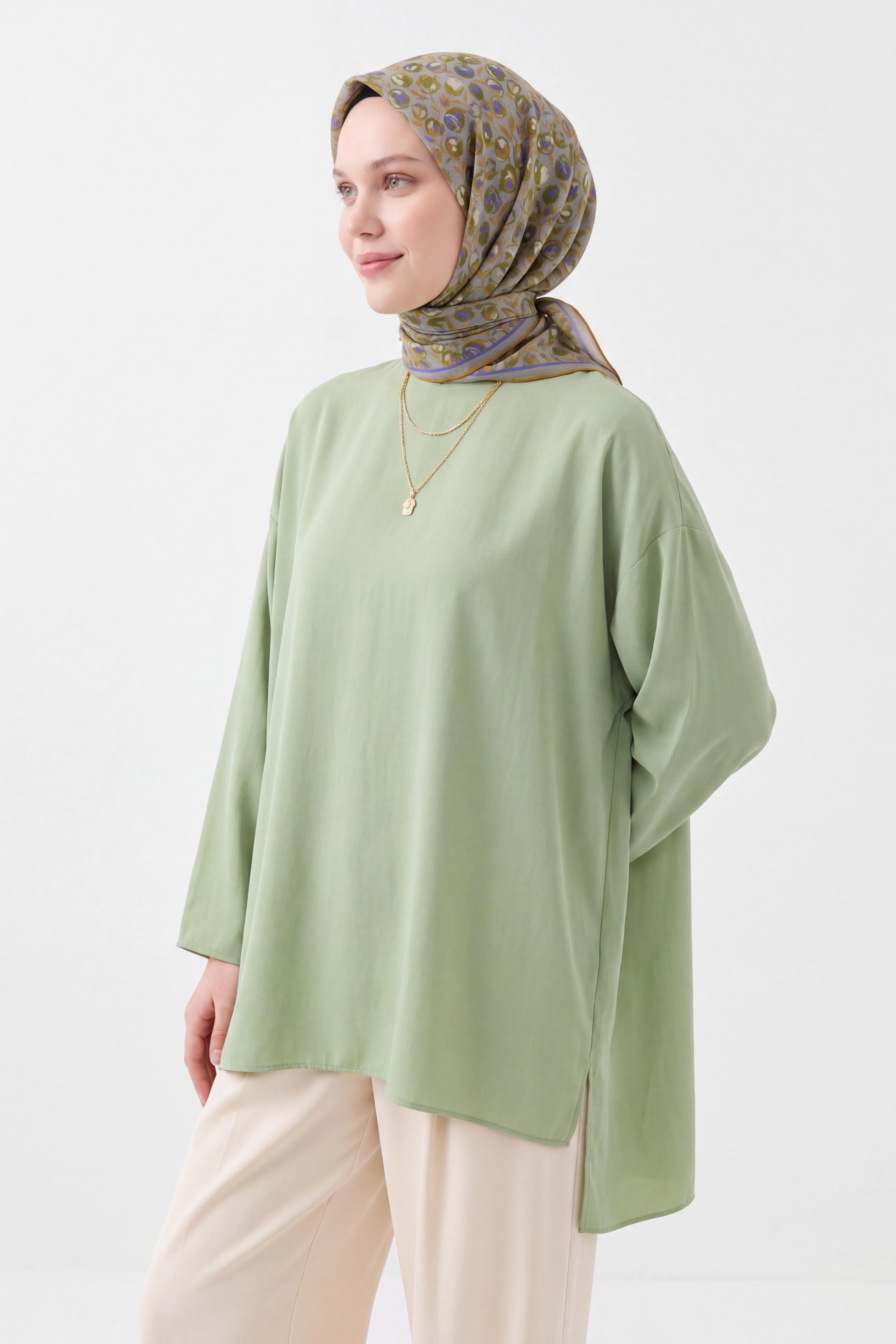 Soft Eşarp Vintage Floral Yeşil