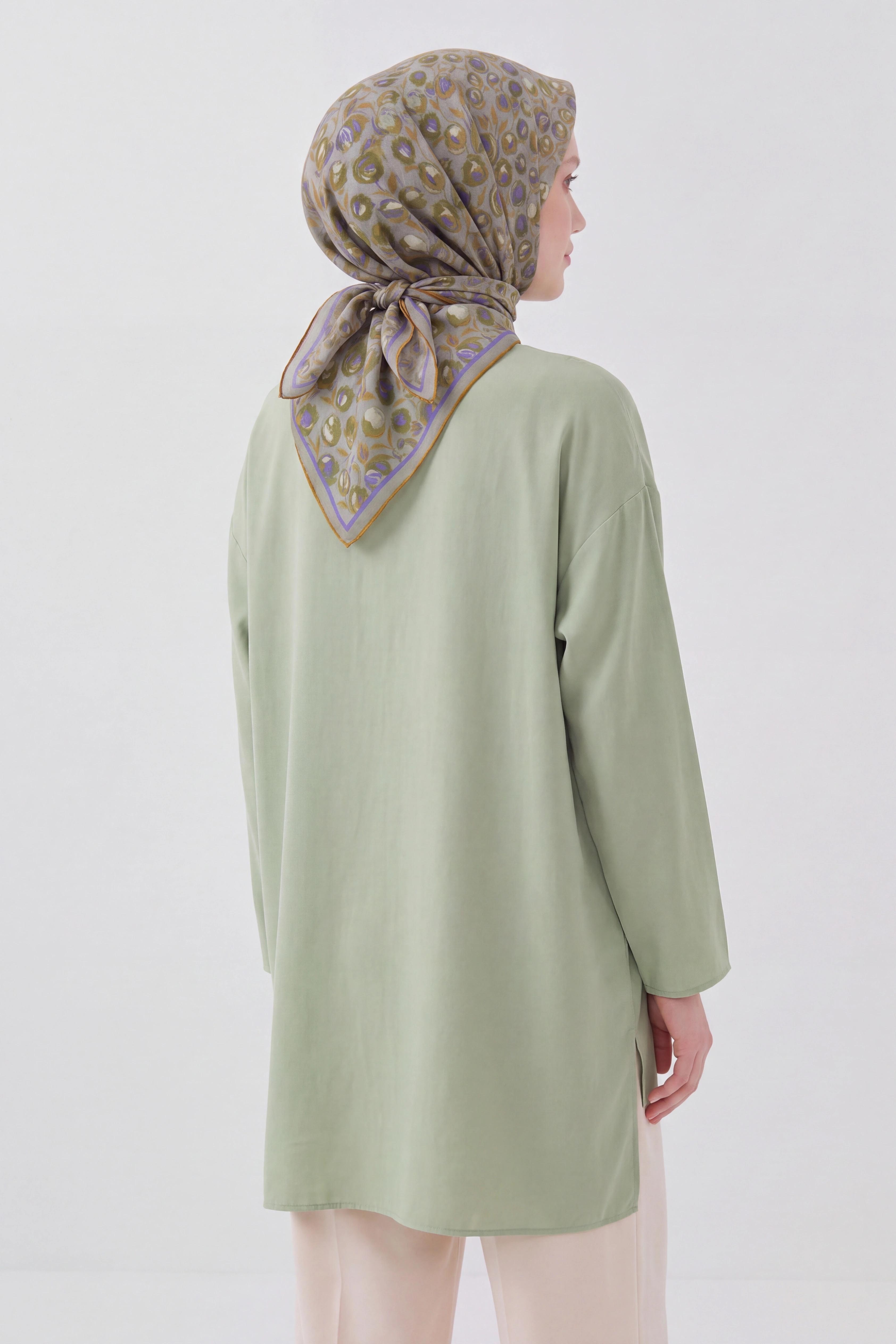 Soft Eşarp Vintage Floral Yeşil