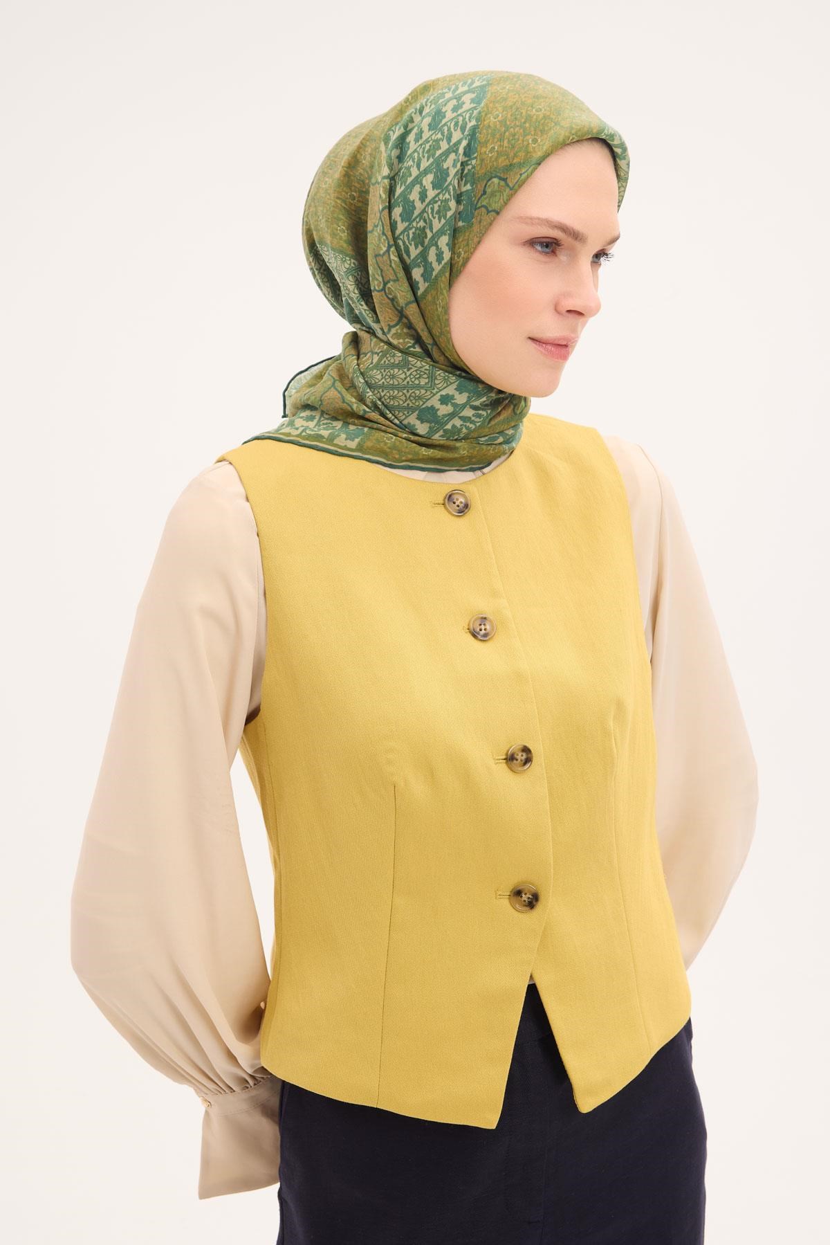 Tencel Monare Eşarp Osmanlı Desen Yeşil 90X90
