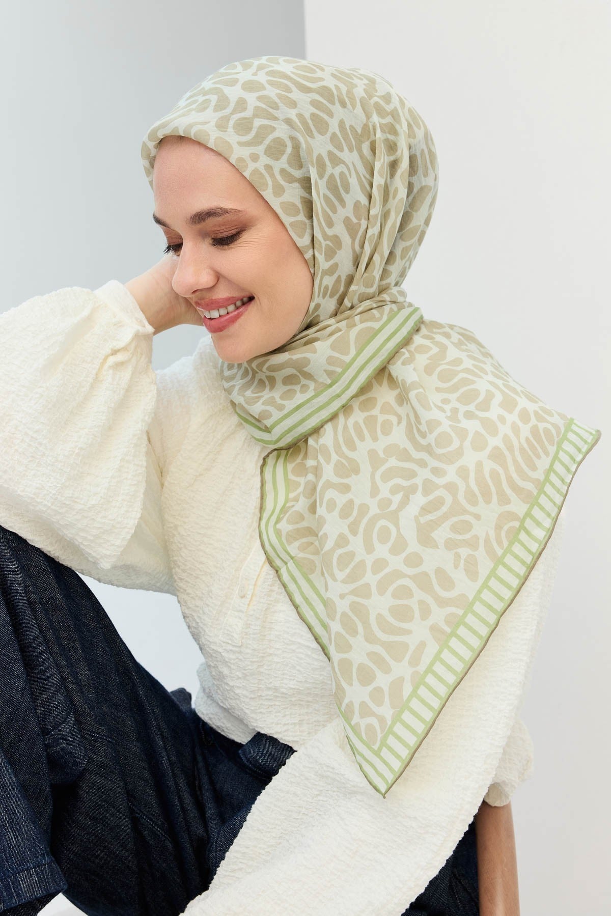 Tencel Monare Eşarp Palet Küf Yeşili