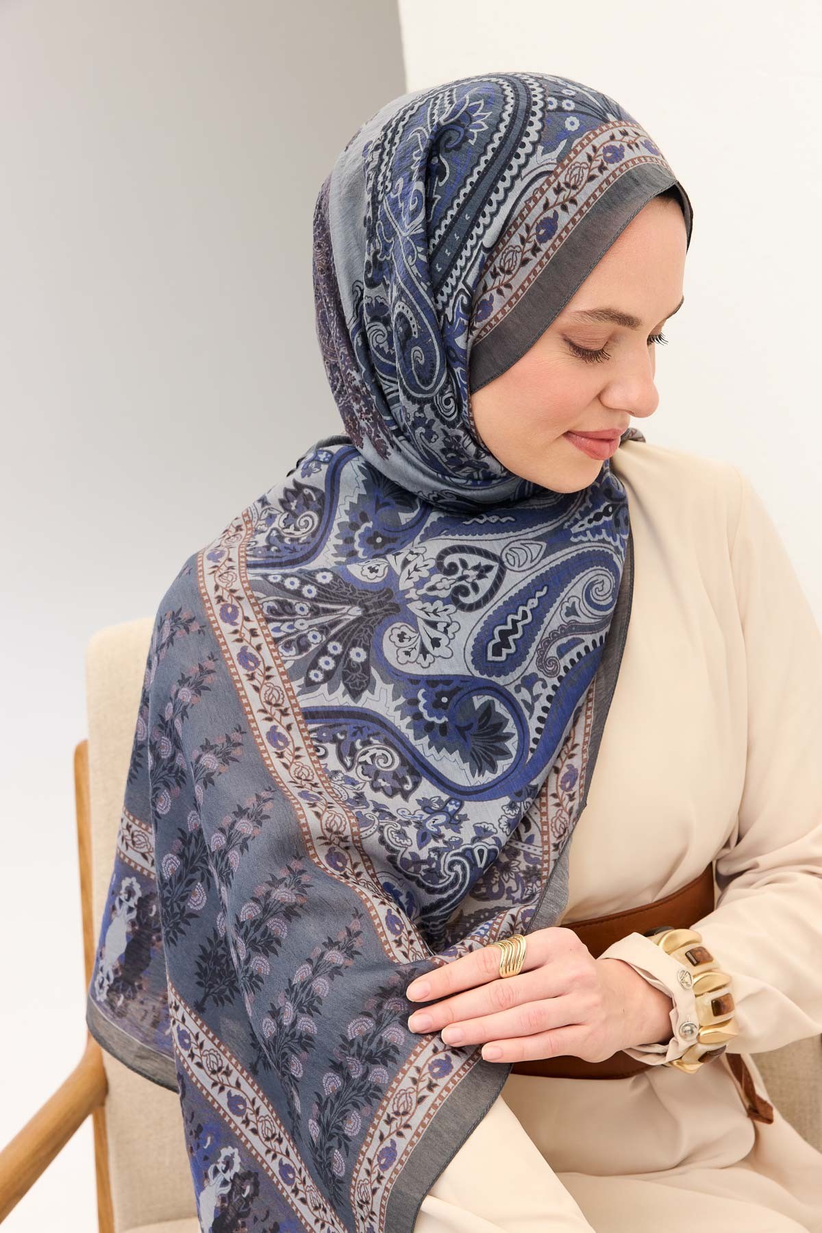 Tencel Monare Şal Bohem Füme