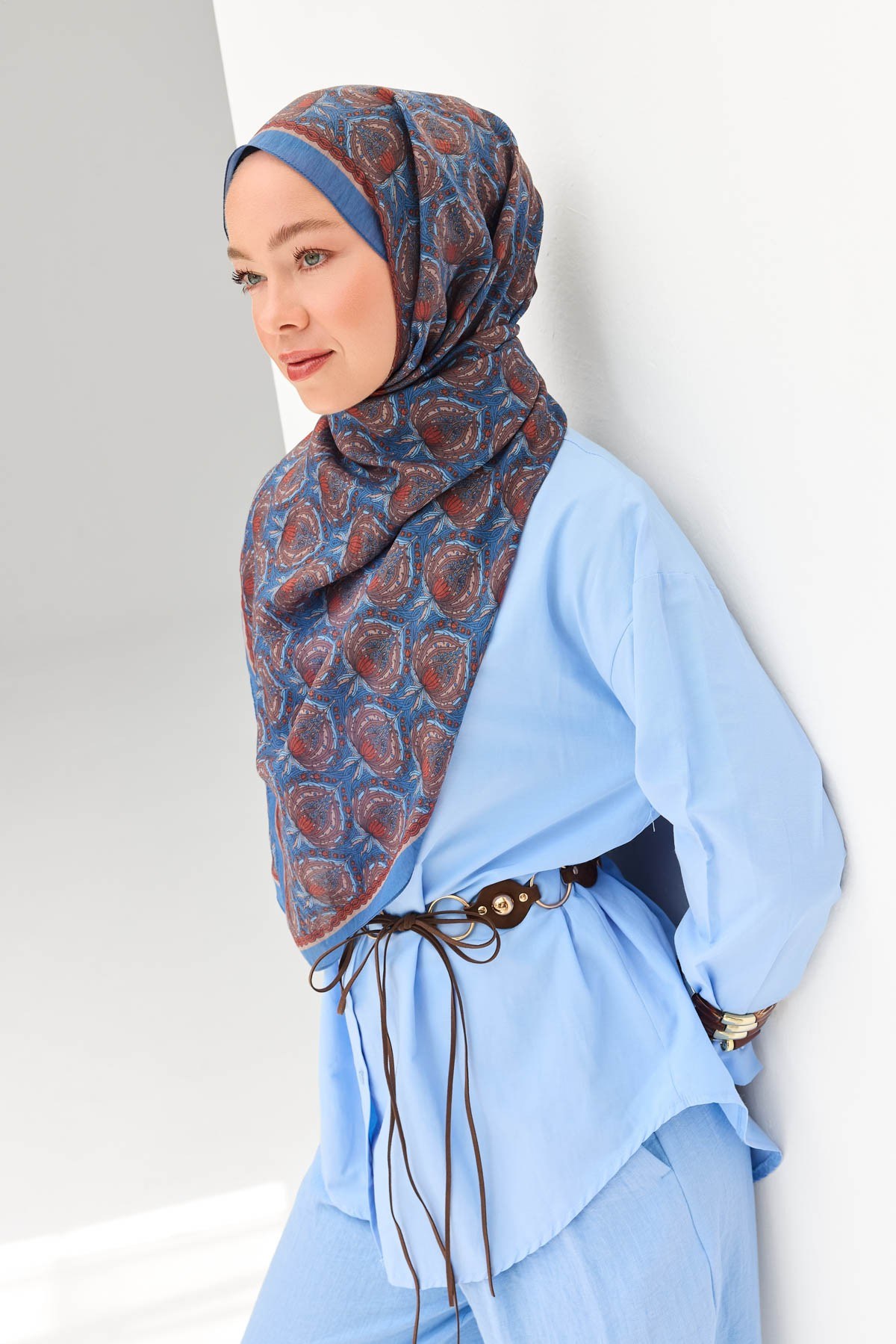 Tencel Monare Şal Tomurcuk İndigo