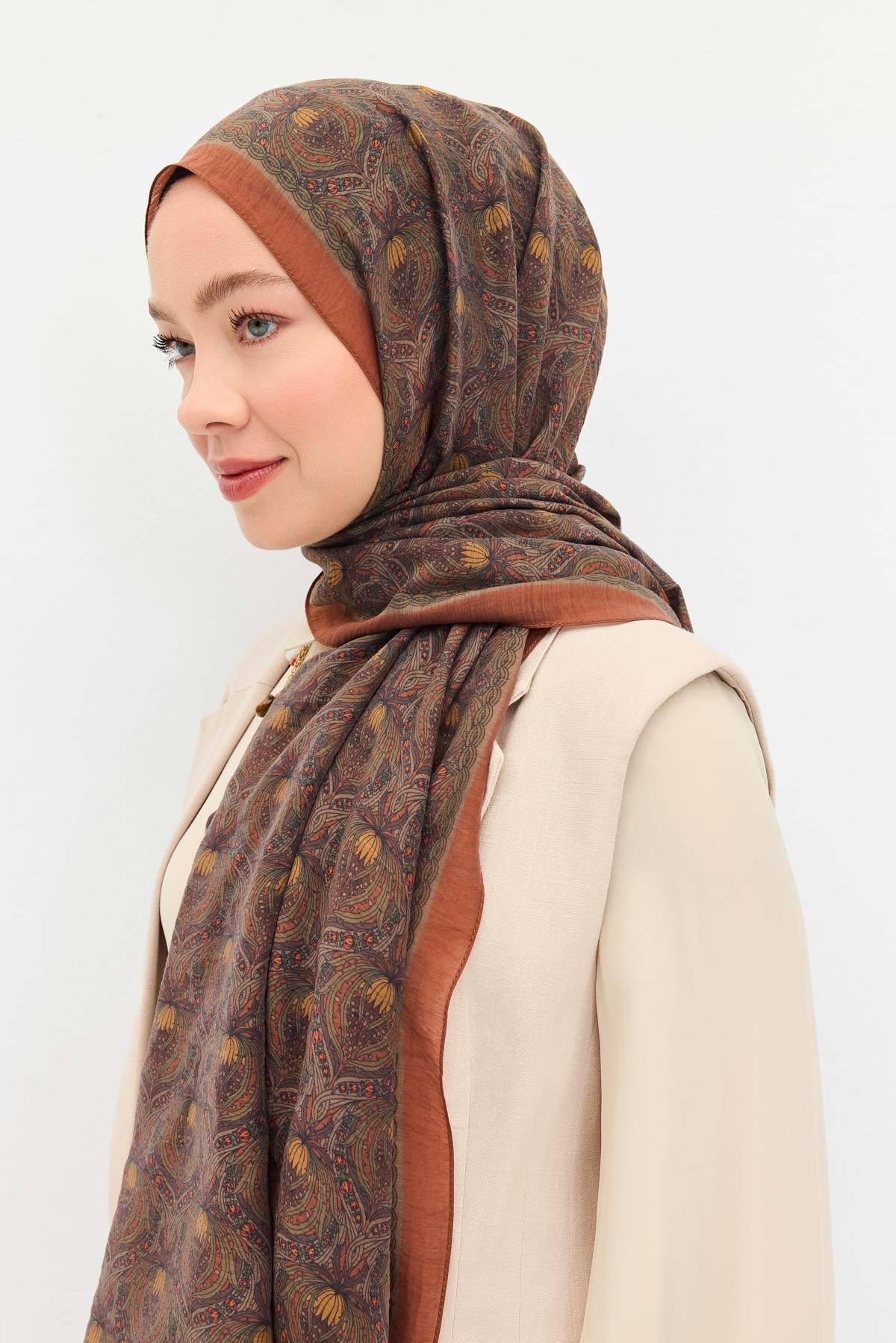 Tencel Monare Şal Tomurcuk Taba