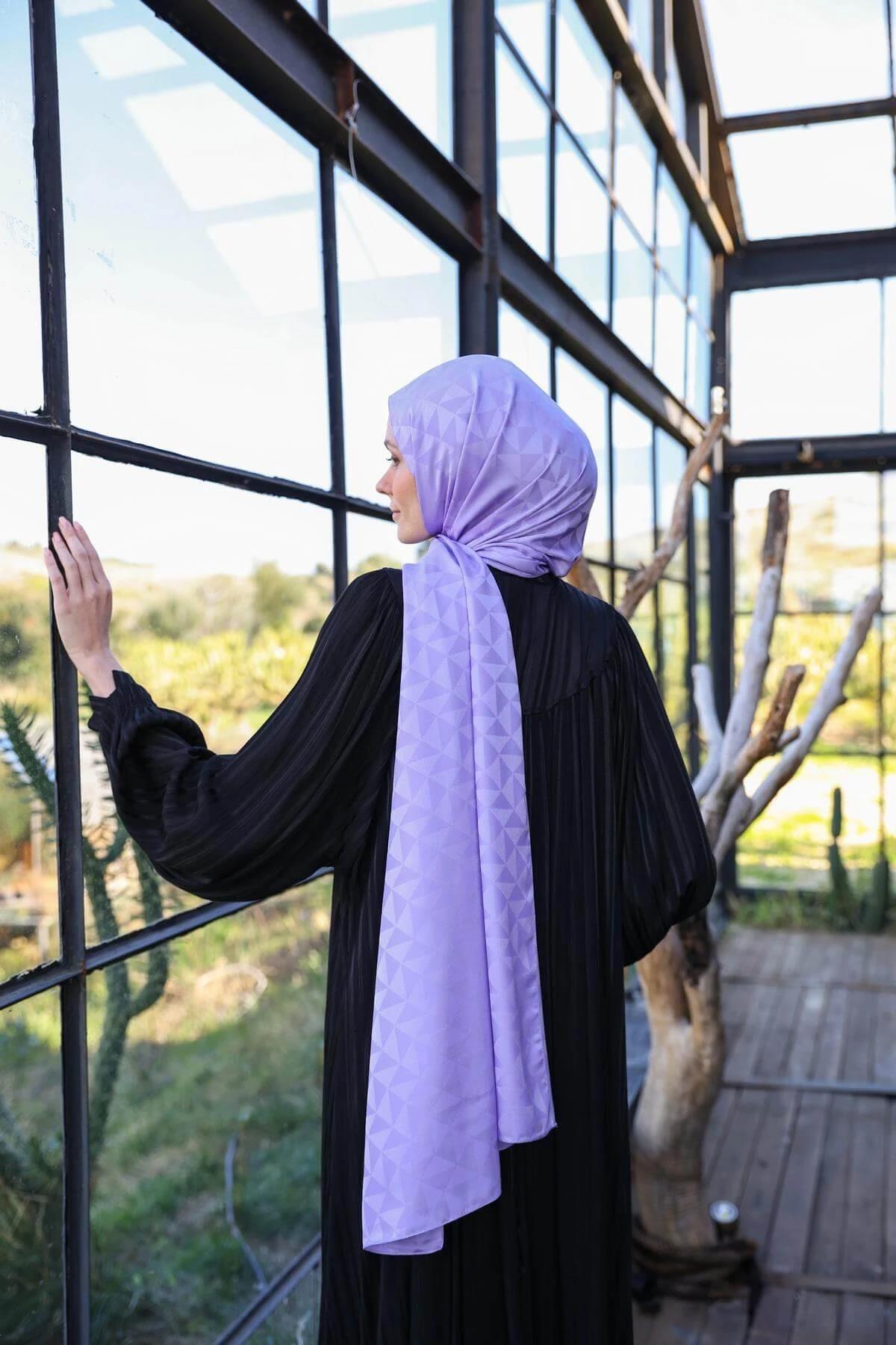 Triangle Desen İpeksi Jakar Şal Light Lavanta 9005-26