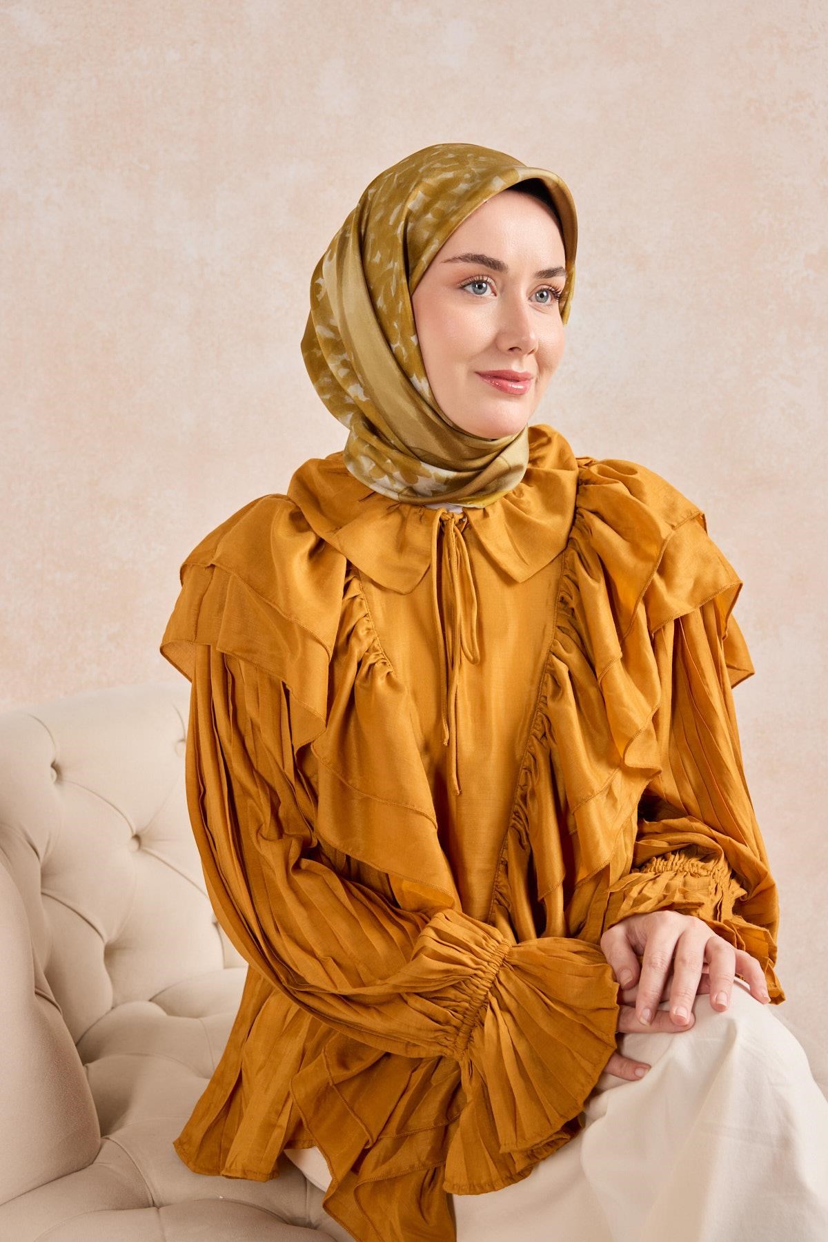 Twill İpek Bloom Eşarp Sarı  90x90