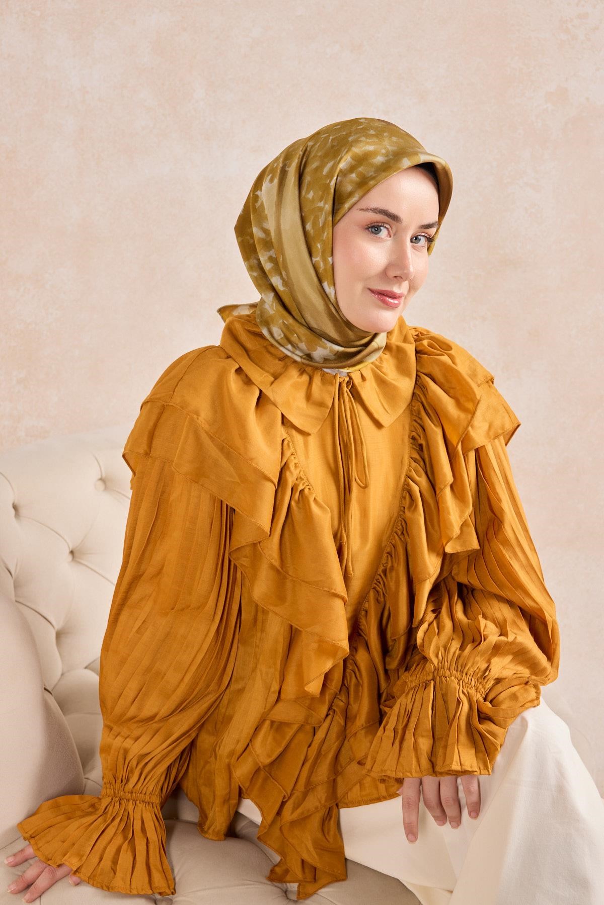 Twill İpek Bloom Eşarp Sarı  90x90