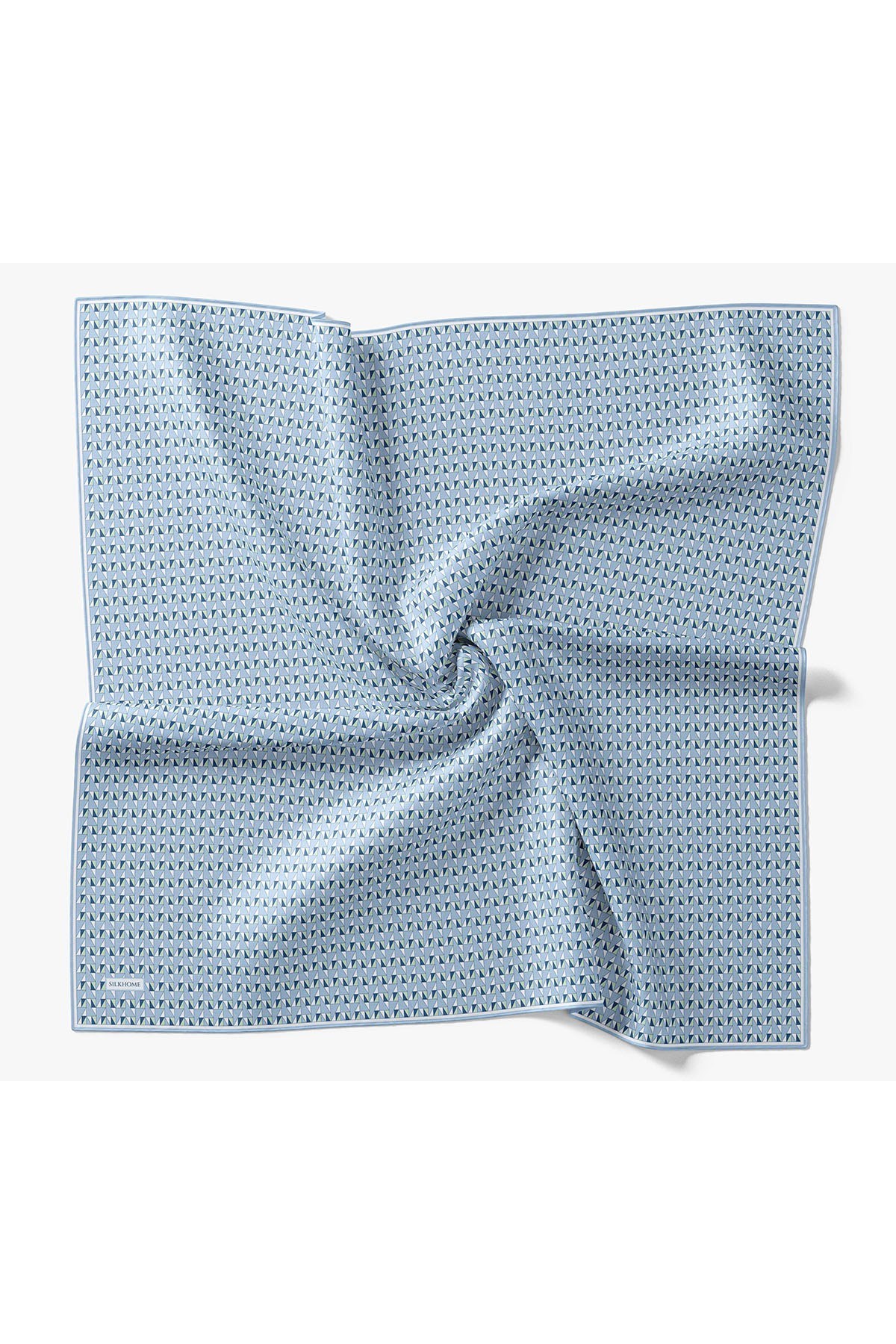 Twill İpek Eşarp Geometric Pattern Mavi