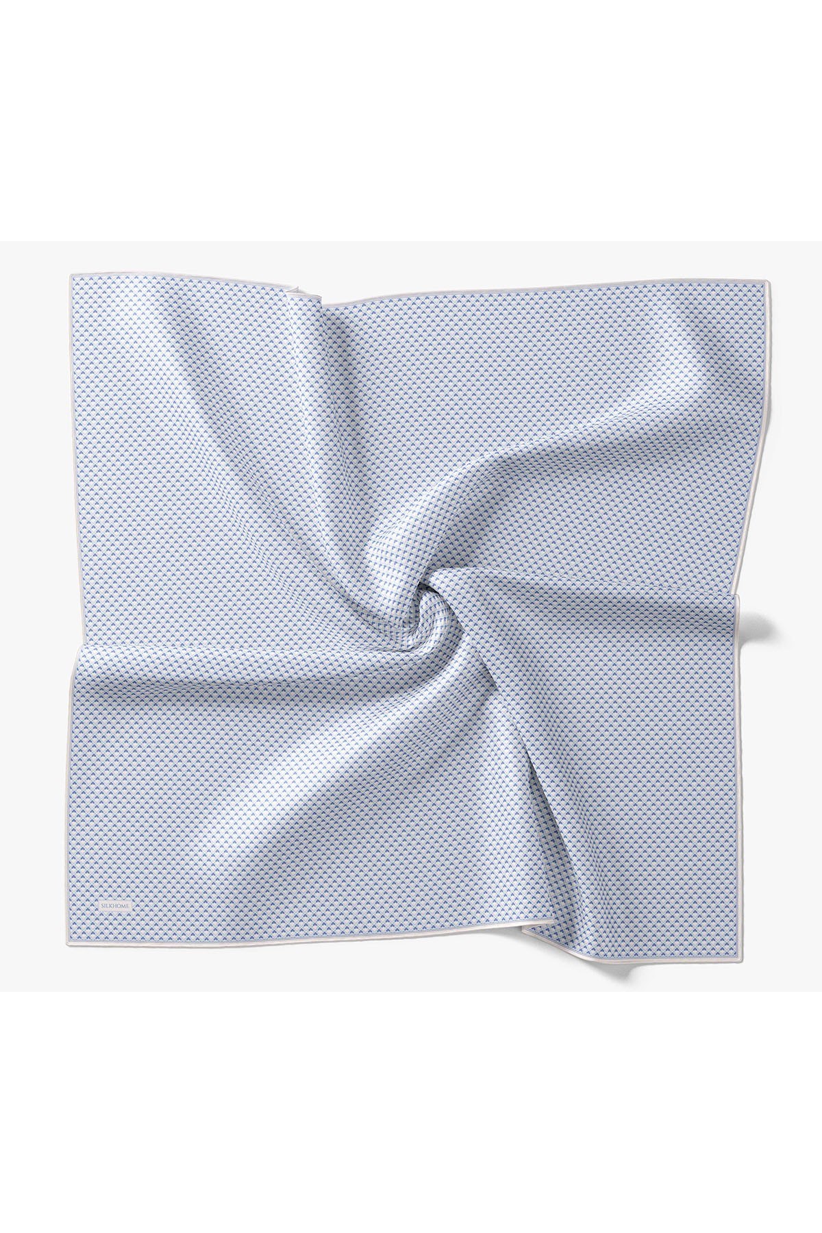 Twill İpek Eşarp Micro Kare Mavi