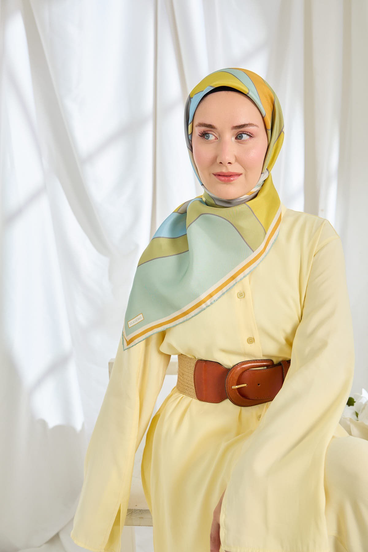Twill İpek Eşarp Mid-Century Mint Yeşili