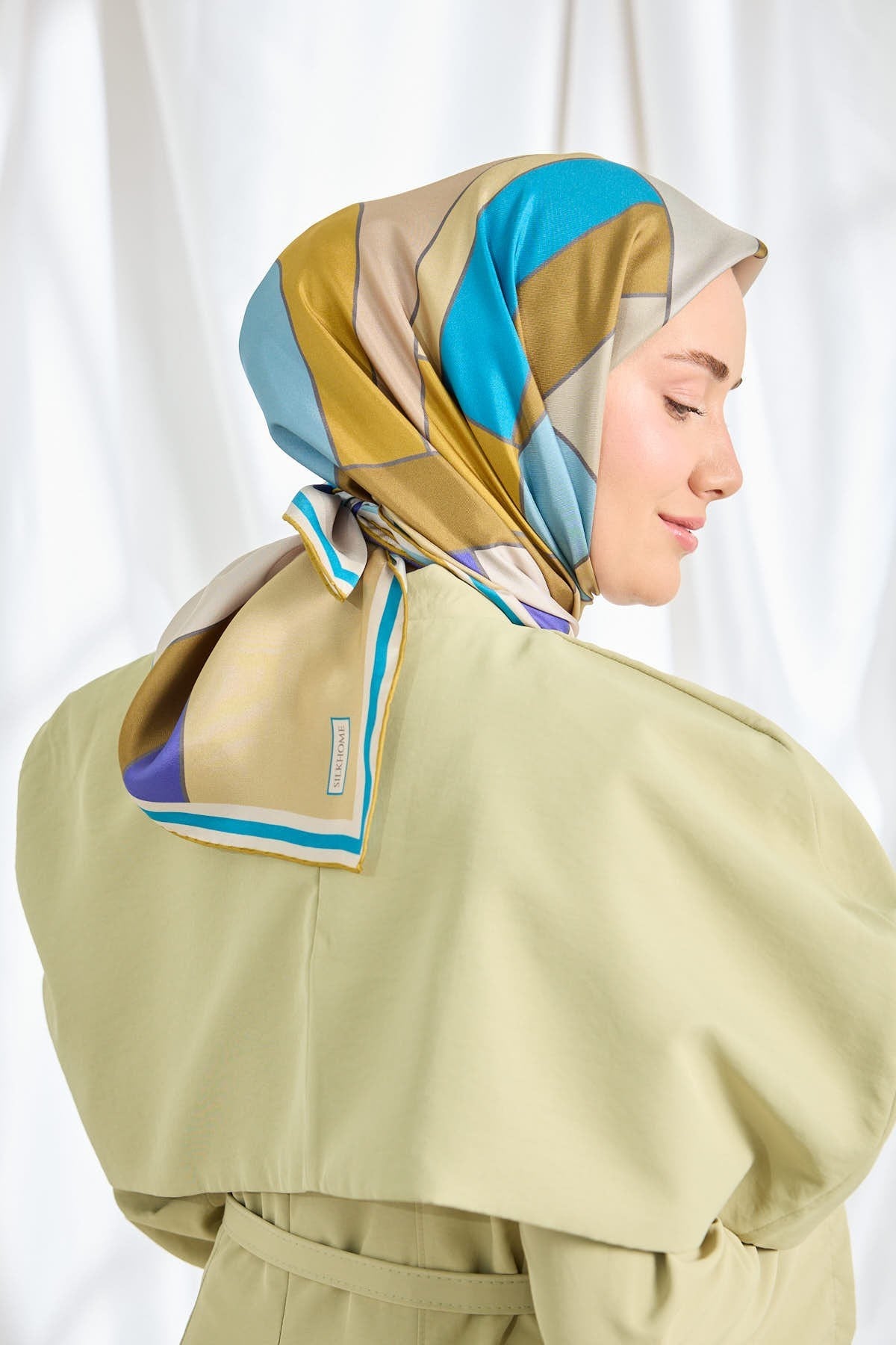 Twill İpek Eşarp Mid-Century Morcivert