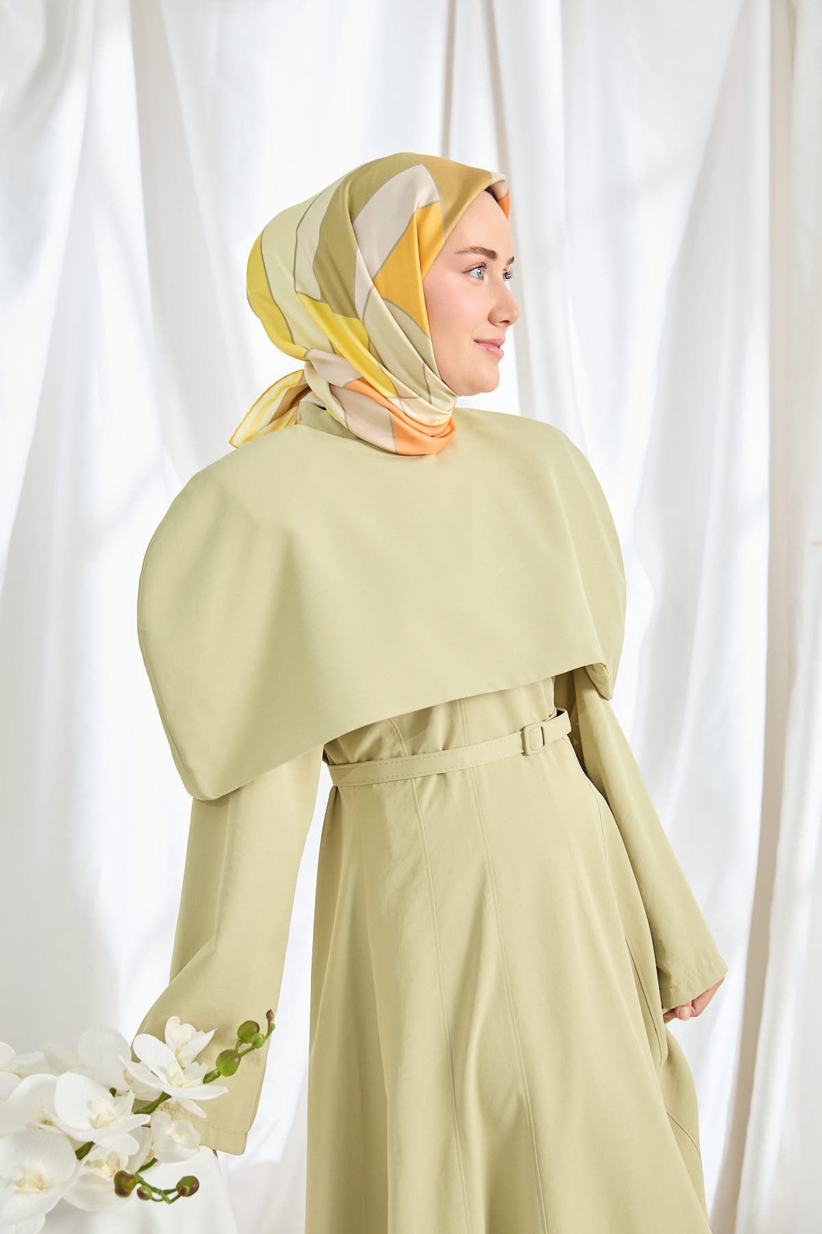 Twill İpek Eşarp Mid-Century Sarı