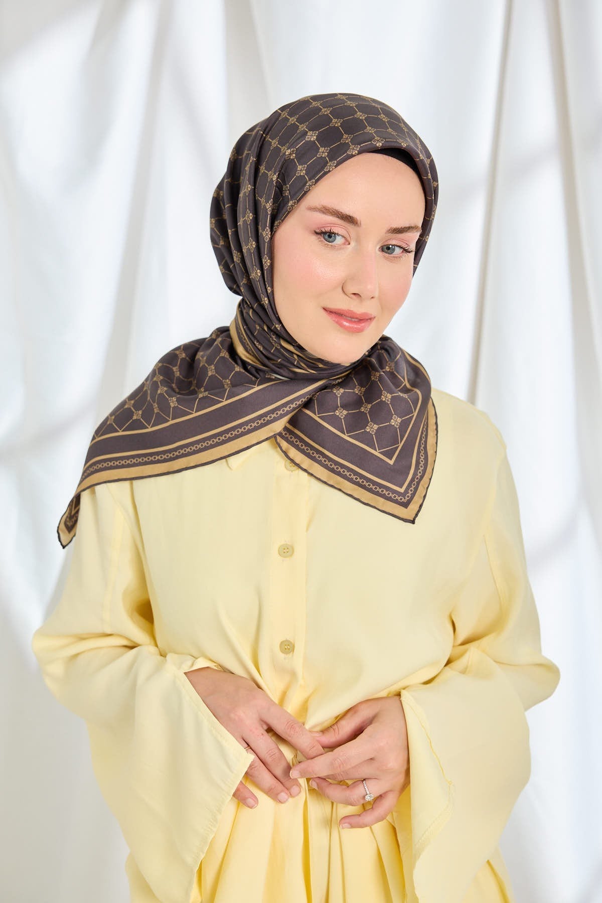 Twill İpek Eşarp Monogram Acı Kahve