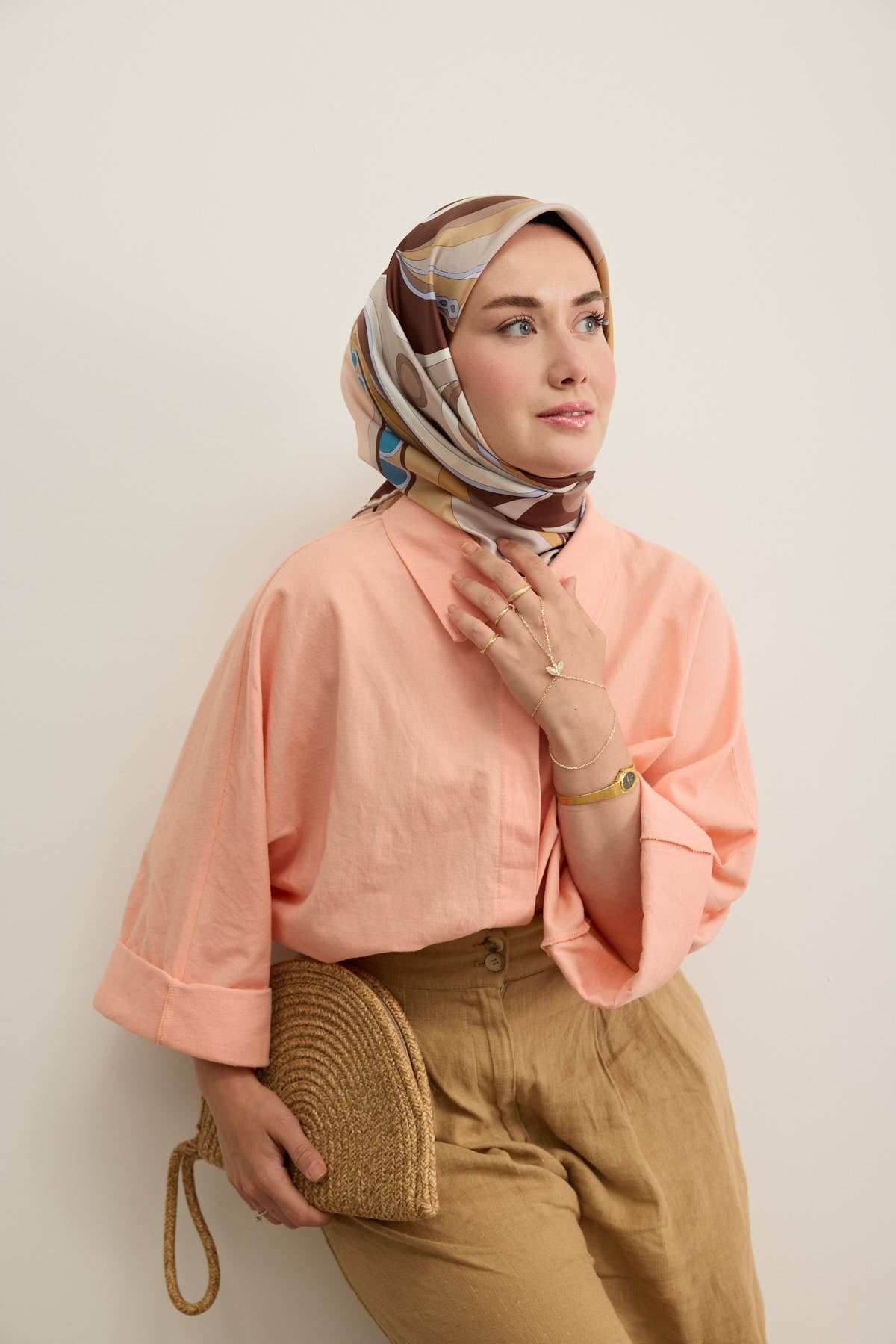 Twill İpek Eşarp Retro Paisley Çikolata Kahve