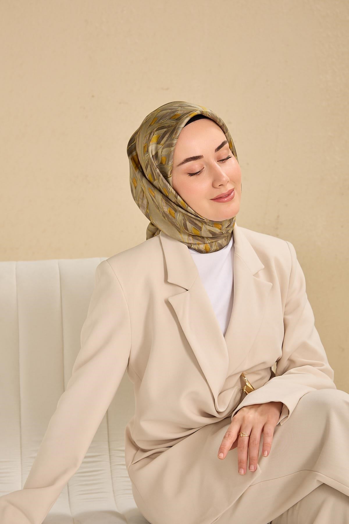 Twill İpek Eşarp Serenit Yeşil Vizon 90x90