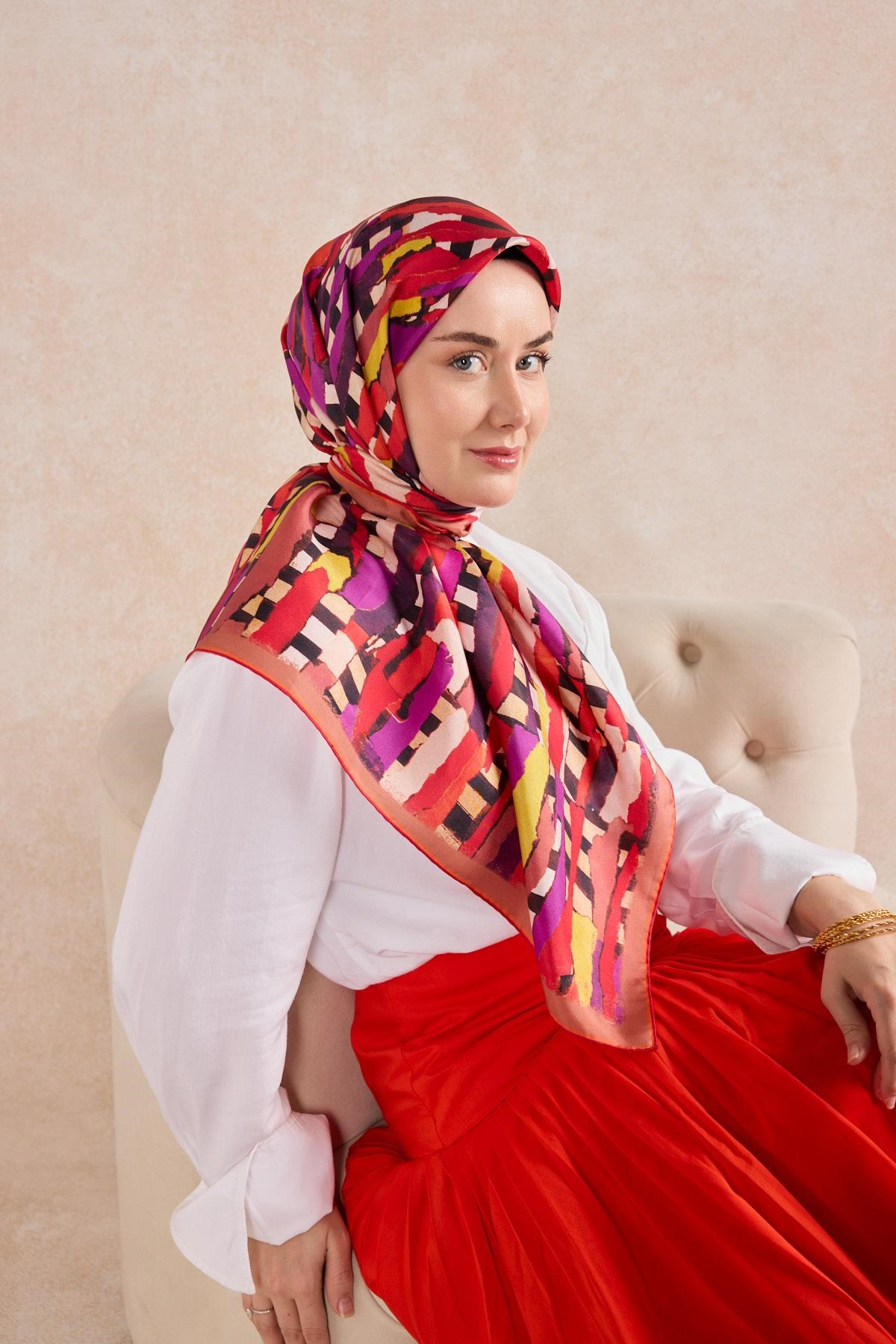 Twill İpek Eşarp Şerit Somon